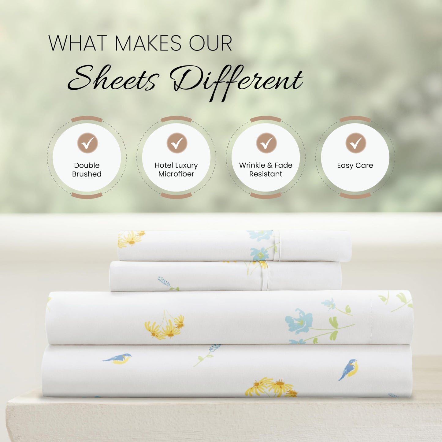 Linen Market Double-Brushed Patterned Microfiber Twin Sheet Set 3 Piece – Oeko-TEX Certified Ultra Soft & Wrinkle-Free - 16" Deep Pocket Sheets - Easy Care Twin Size - Bluebirds Light Blue