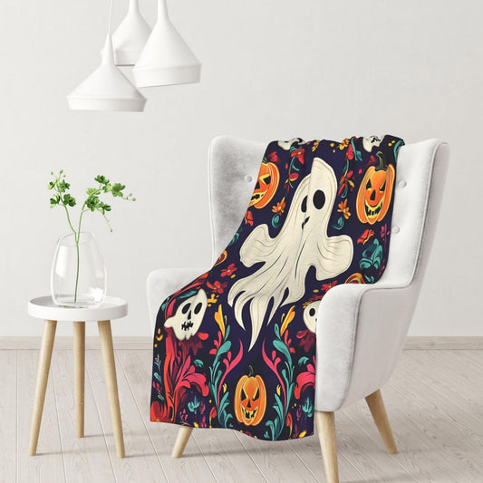 CDSASHCA Spooky Ghosts Flannel Blanket,Cute Design with Floating Phantom Print,Ultra-Soft Fleece for Festival Party Cozy Vibes，Suitable for Sofa,Bed and Office Decoration，Gifts for Friends 30X40 inch