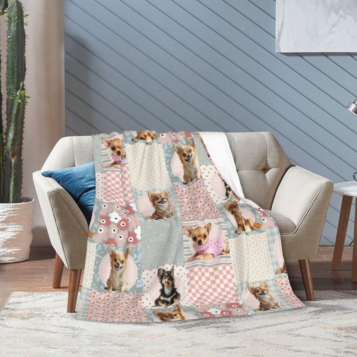 Cute Chihuahua Throw Blanket Chihuahua Dogs Cowboys Flannel Blankets Dog Lover Plush Super Soft Cozy Warm Decor Gifts for Boys Girls Kids Adults Men Women 40" x 50"
