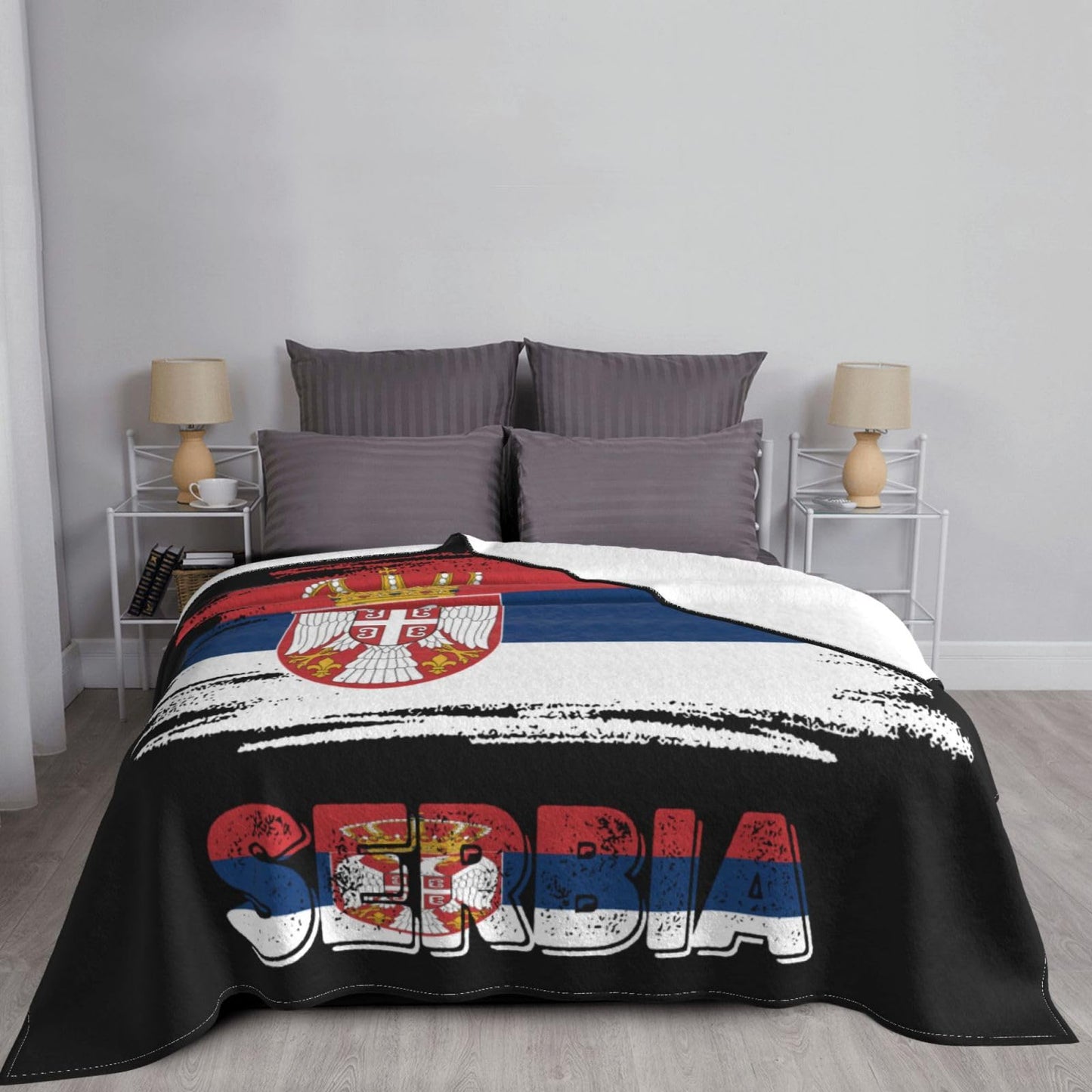 Serb Flag Blanket Super Soft Flannel Blanket Comfy Couch Lightweight Blankets Warm Plush Throw Blankets for Couch, Bed, Sofa Cozy for All Seasons 50"X40"