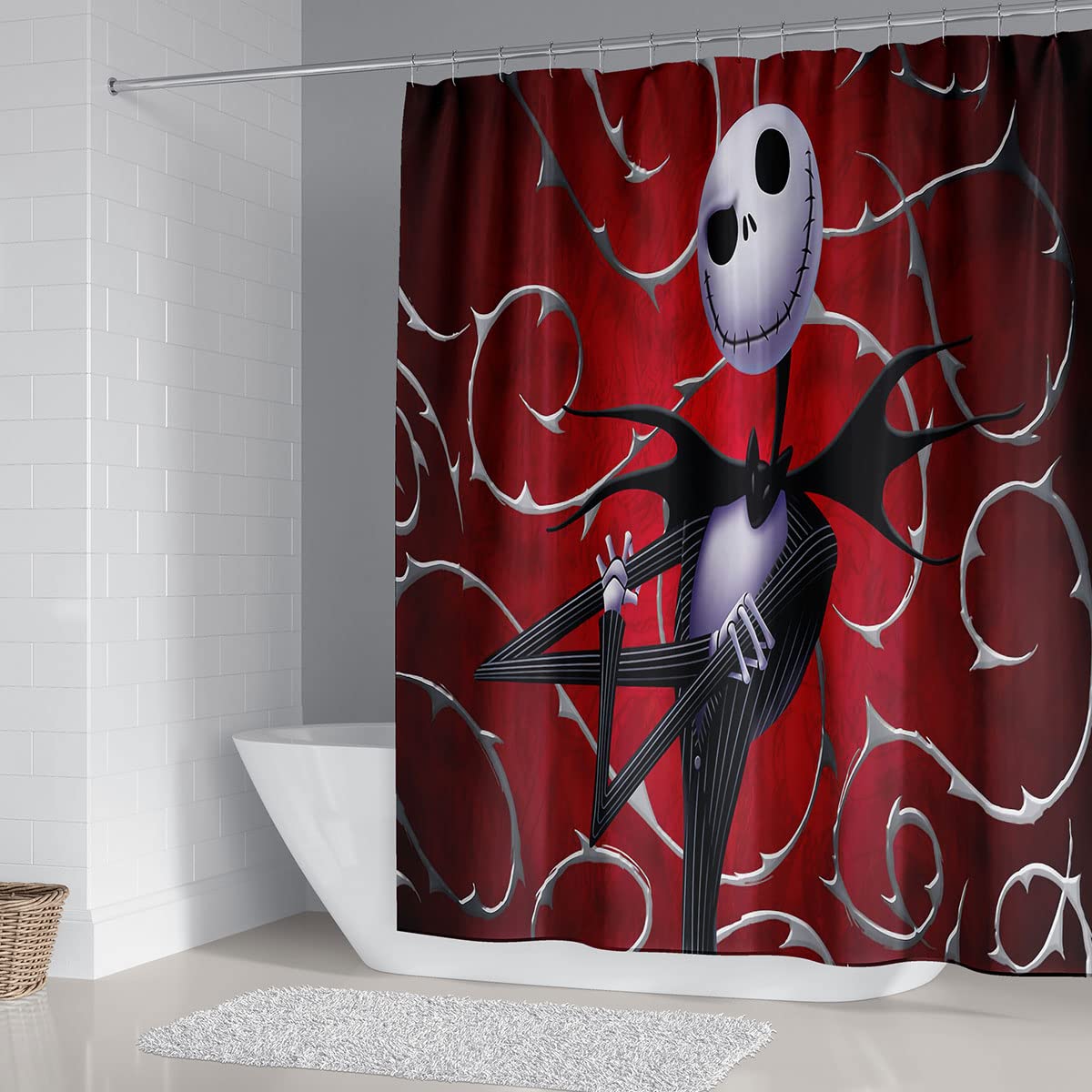 DDS-DUDES Christmas Shower Curtain Sets Kids Bathroom Halloween Decor with 12 Curtain Hooks for Bathroom, Waterproof Fabric 71 x 71 inch (D12)