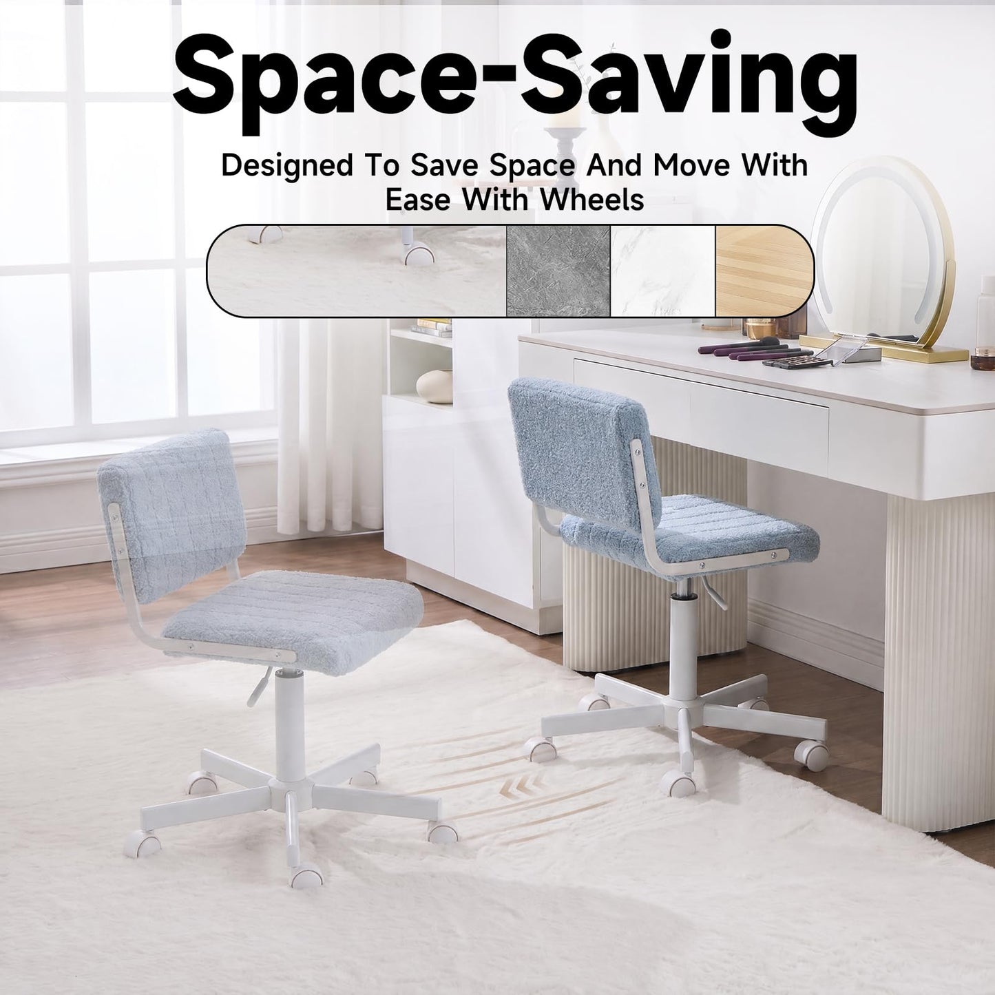 Manyday Office Chair Vanity Chair with Wheels l Comfy Desk Chair with Back