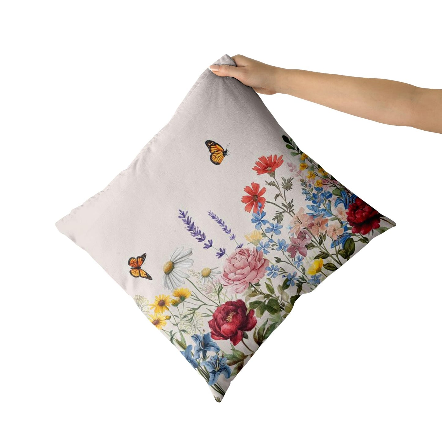 Giwawa Spring Pillow Covers 18x18 Inch Set of 2 Summer Wild Flower Throw Pillow Case Seasonal Floral Decorative Square Farmhouse Cushion Covers for Home Sofa Bed Couch