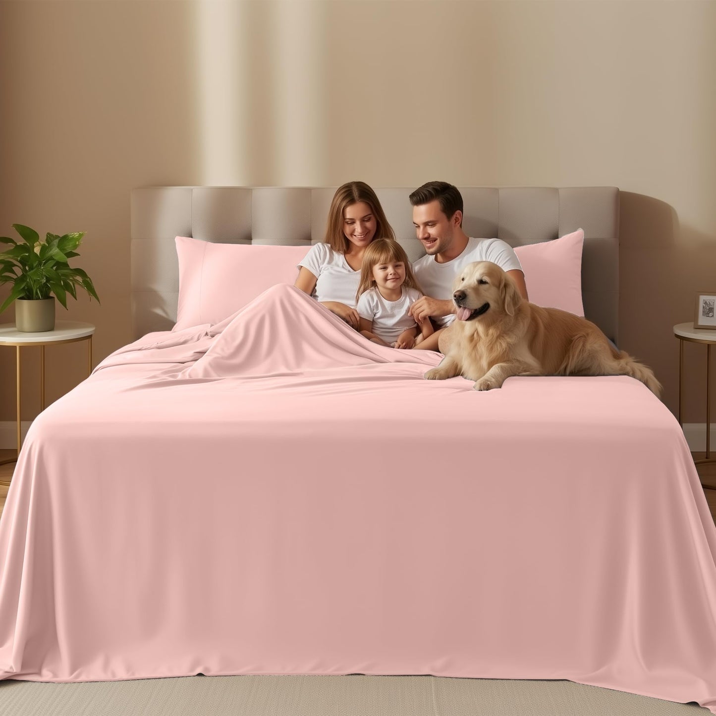 Utopia Bedding Queen Size Sheet Set – 4 Piece Bed Sheets, Soft and Breathable Microfiber, Includes 1 Fitted Sheet, 1 Flat Sheet and 2 Pillowcases – Oeko Tex (Tea Pink)