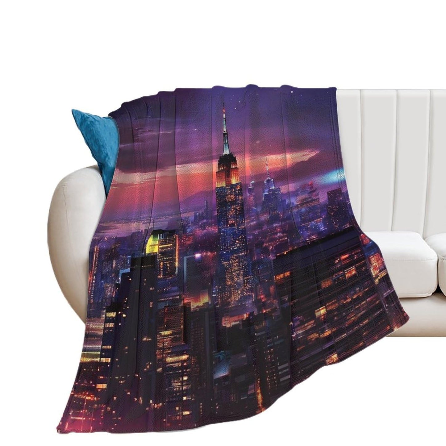 New York City Skyline Landscape Abstract Blanket Soft Flannel Lightweight Blanket Outdoor Travel Carry Living Room Bedroom Sofa Decoration Gifts 40x50 Inch