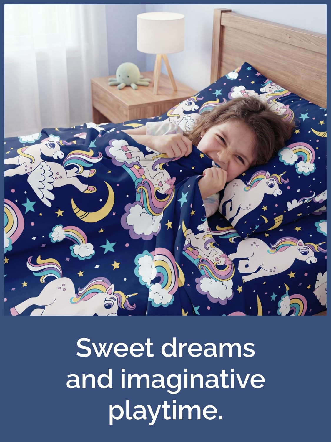 CGK Unlimited Kids Magic Unicorns Queen 4 Piece Sheet Set - Boys, Girls, Teens, Toddler - Easy Fit Deep Pockets - Soft, Cooling & Breathable Sheets - Cute, Cozy, Fade & Wrinkle Free - Machine Washable