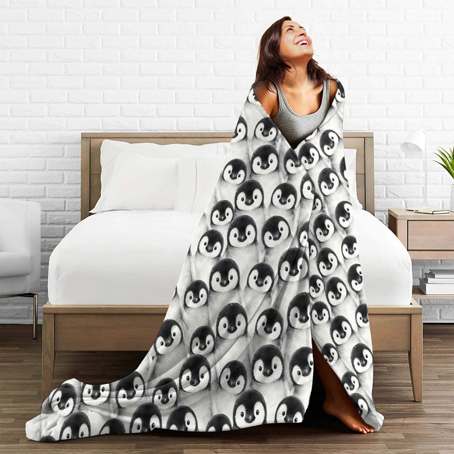 Penguin Throw Blanket Soft Cozy Plush Warm Fleece Blanket for Sofa Couch Bed 60"X50"