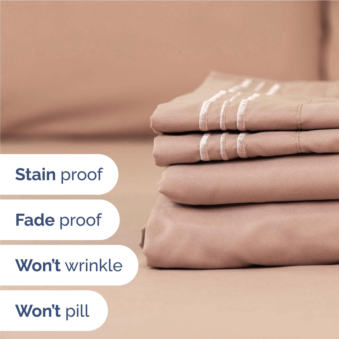 Full Size 4 Piece Sheet Set - Comfy Breathable & Cooling Sheets - Hotel Luxury Bed Sheets for Women & Men - Deep Pockets, Easy-Fit, Extra Soft and Wrinkle Free Sheets - Mauve Oeko-Tex Bed Sheet Set