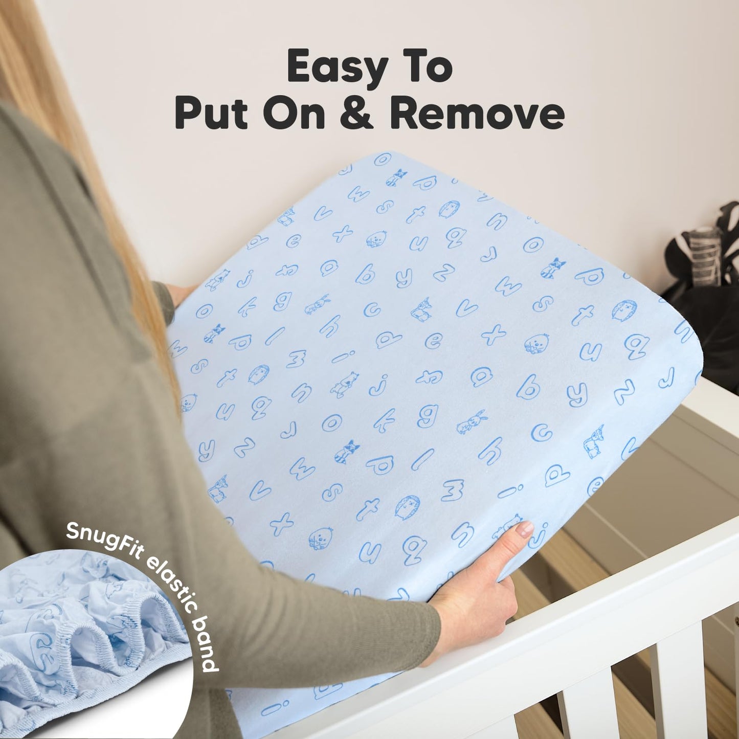 KeaBabies 2-Pack Organic Cotton Crib Sheets for Boys, Girls - 52x28 Fitted Crib Mattress Sheet Neutral, Breathable Cover for Baby Bed Set, Toddler Mattress, Soft & Cute Prints (ABC Land Sky)