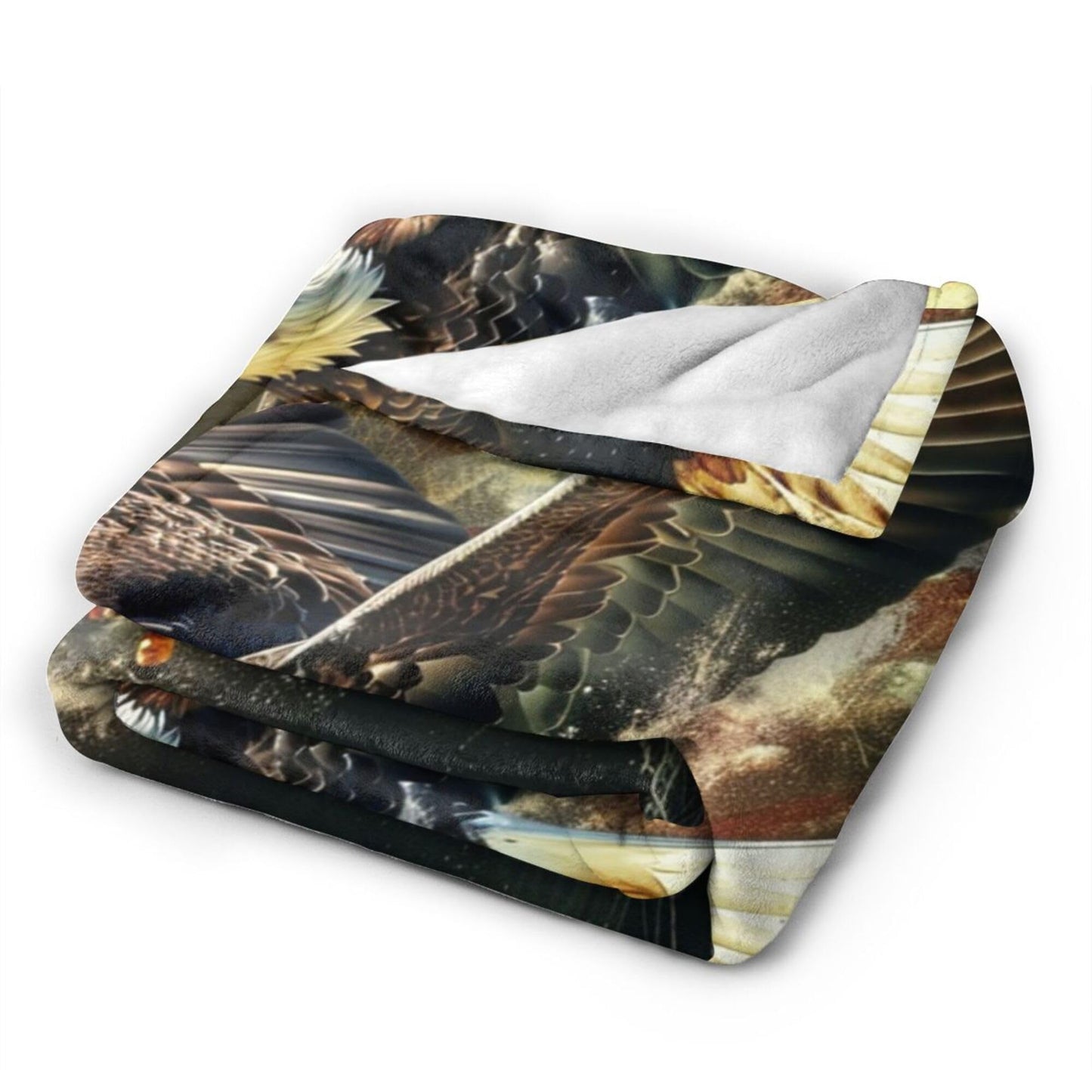 American Eagle Bald Eagle Throw Blanket and Decor With American Flag Design for All Ages - Soft Warm Cozy Fleece for Couch, Sofa, Bed 50"x40"
