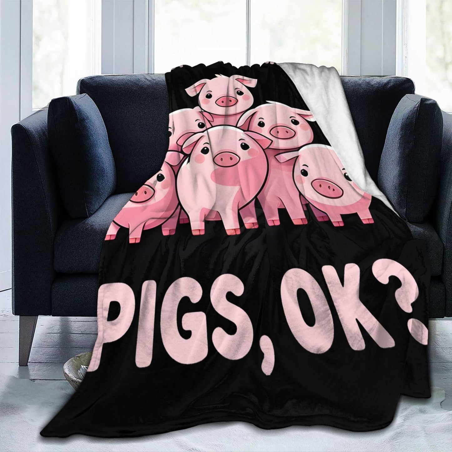 amepay Cute Pink Pigs Blanket Gifts for Adults Kids Cartoon Piggy Piglet Flannel Throw Blankets Soft Comfy Lightweight for Home Decor Couch Bed Sofa 60x50 Inches