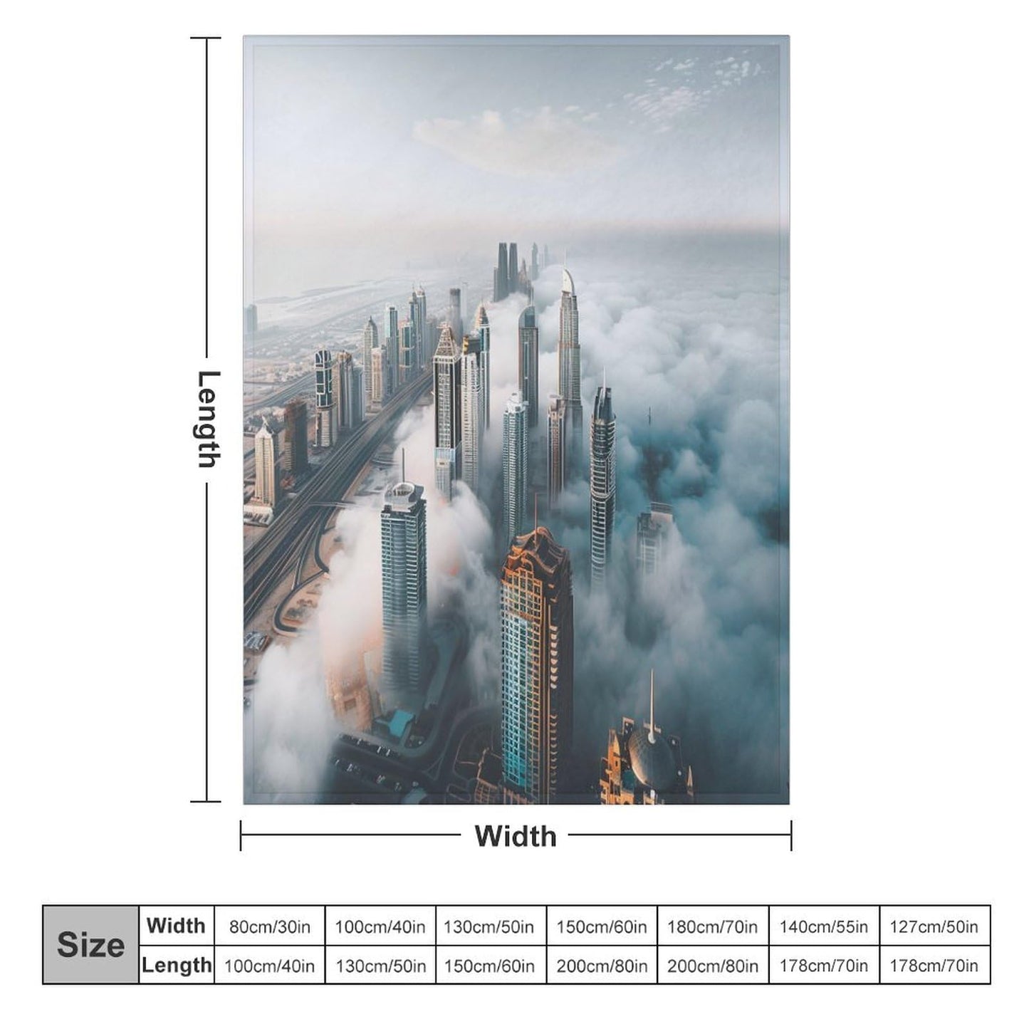 TOWINSFB Cityscape High Building Throw Blanket, Fuzzy Lightweight Soft Cozy Warm Modern Skyscraper Construct Cloud Flannel Blanket for Couch Sofa- 30"x40"