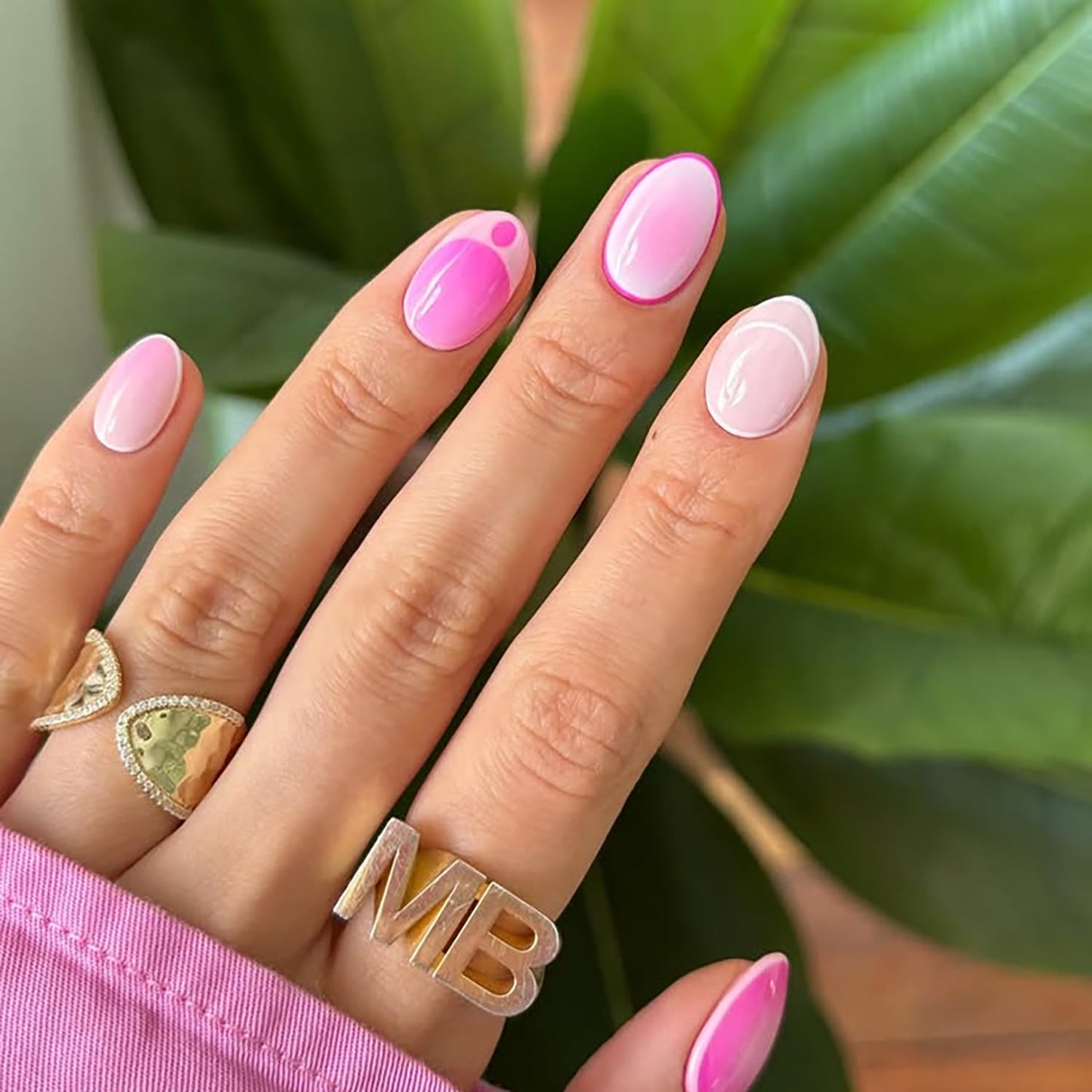Pink Almond Press On Nails Short French Tip Fake Nails Acrylic Nail Press Ons Full Cover False Nails With Artificial Glossy Designs Pink White Glue On Nails Short Stick On Nail For Women