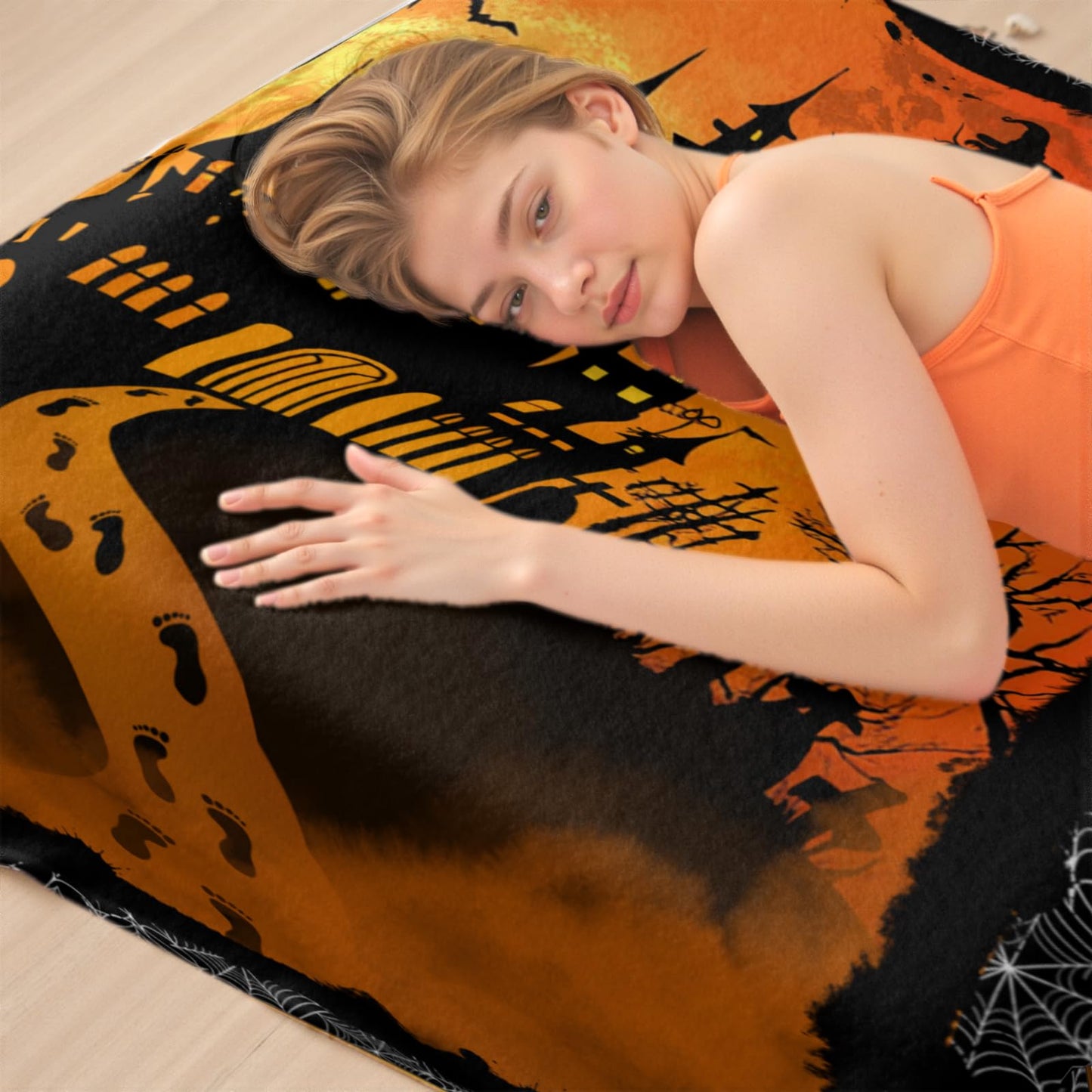 Halloween Throw Blanket 50 x 60 Inch - Spider Web Goth Throw Blanket Black Horror Room Decor, Soft Warm Cozy Plush Comfy Blanket for Couch Bed Chair Goth Room Decor