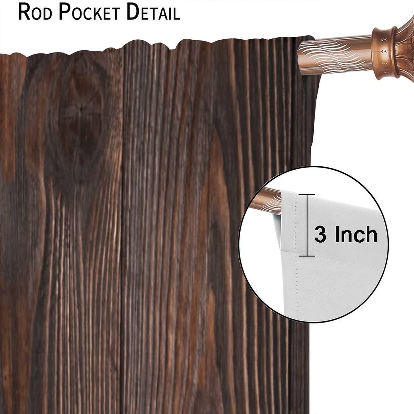 Red Rose and Wine Blackout Curtains, Red Wine Glass and Rose on Old Rustic Wood Window Drapes Rod Pocket Curtains, for Kitchen Living Room Bedroom 42x45in 2 Panels