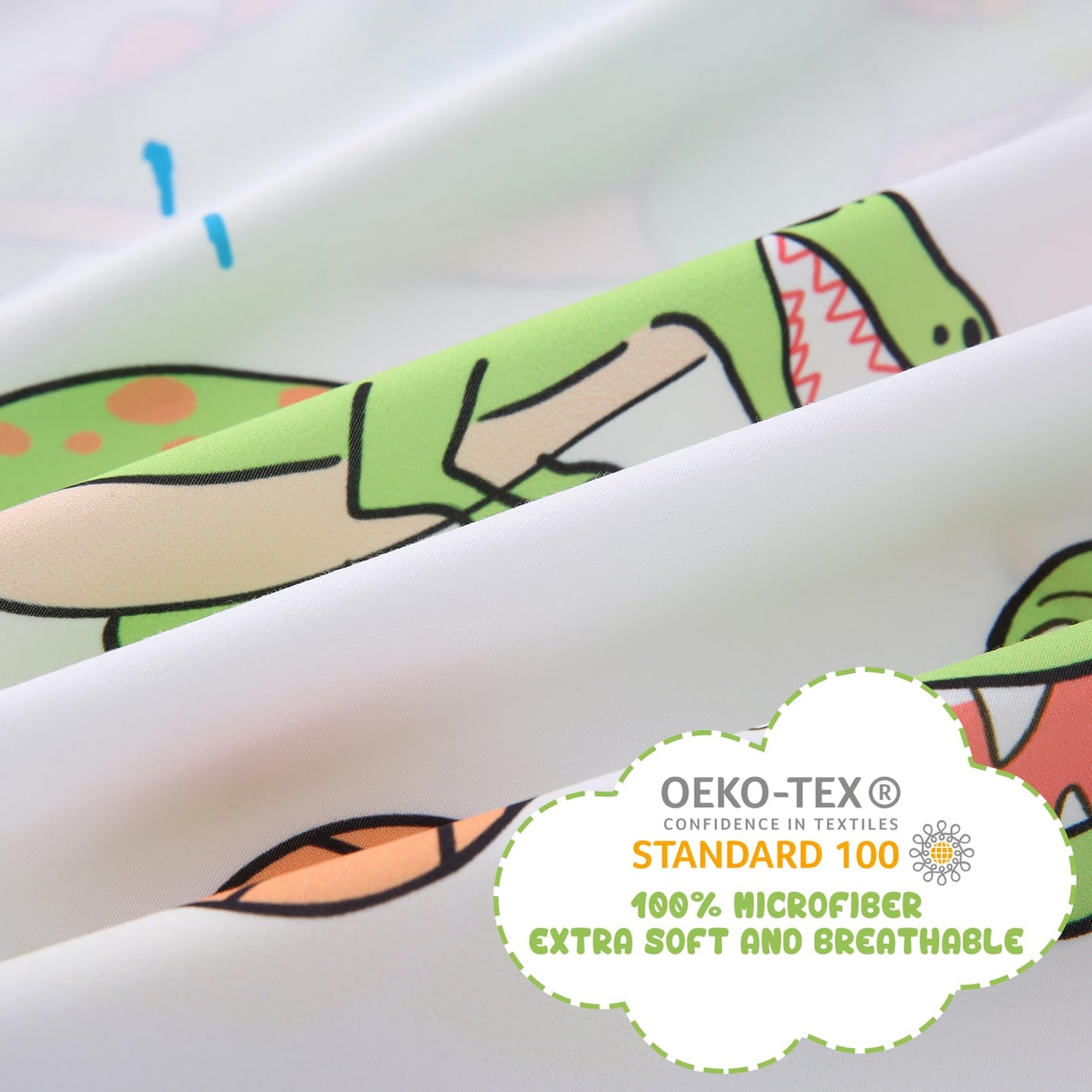 Yibeizi Full Size Sheets Set Kids, Dinosaur Pattern Microfiber Double Bed Sheets, Cute Soft Oeko-Tex Extra Deep Pocket Sheets & Pillowcases Cooling Hypoallergenic Wrinkle Free Bedsheets