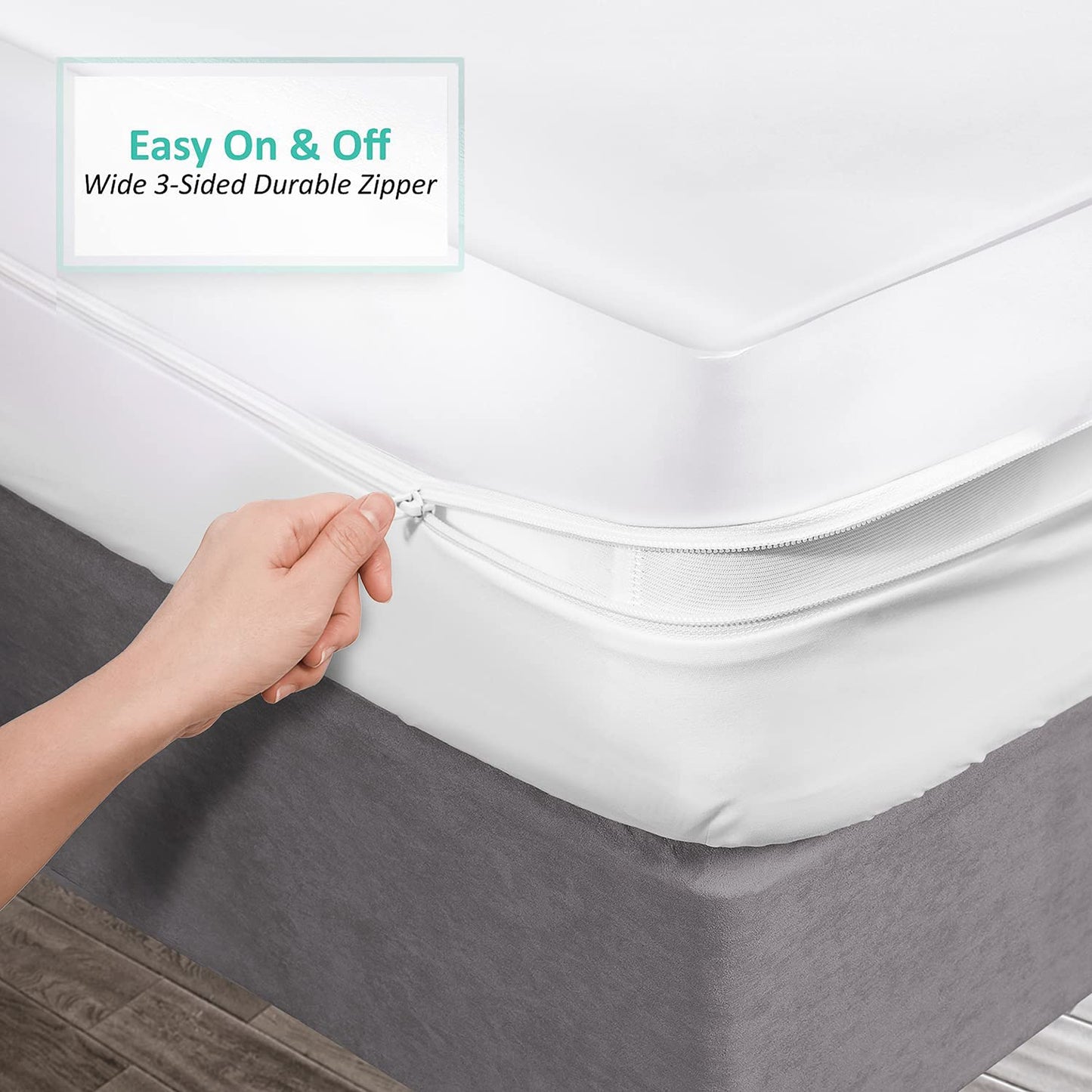Nestl Premium Microfiber Zippered Mattress Encasement - Waterproof Full Mattress Protector - Fits 15 Inches Deep - Full