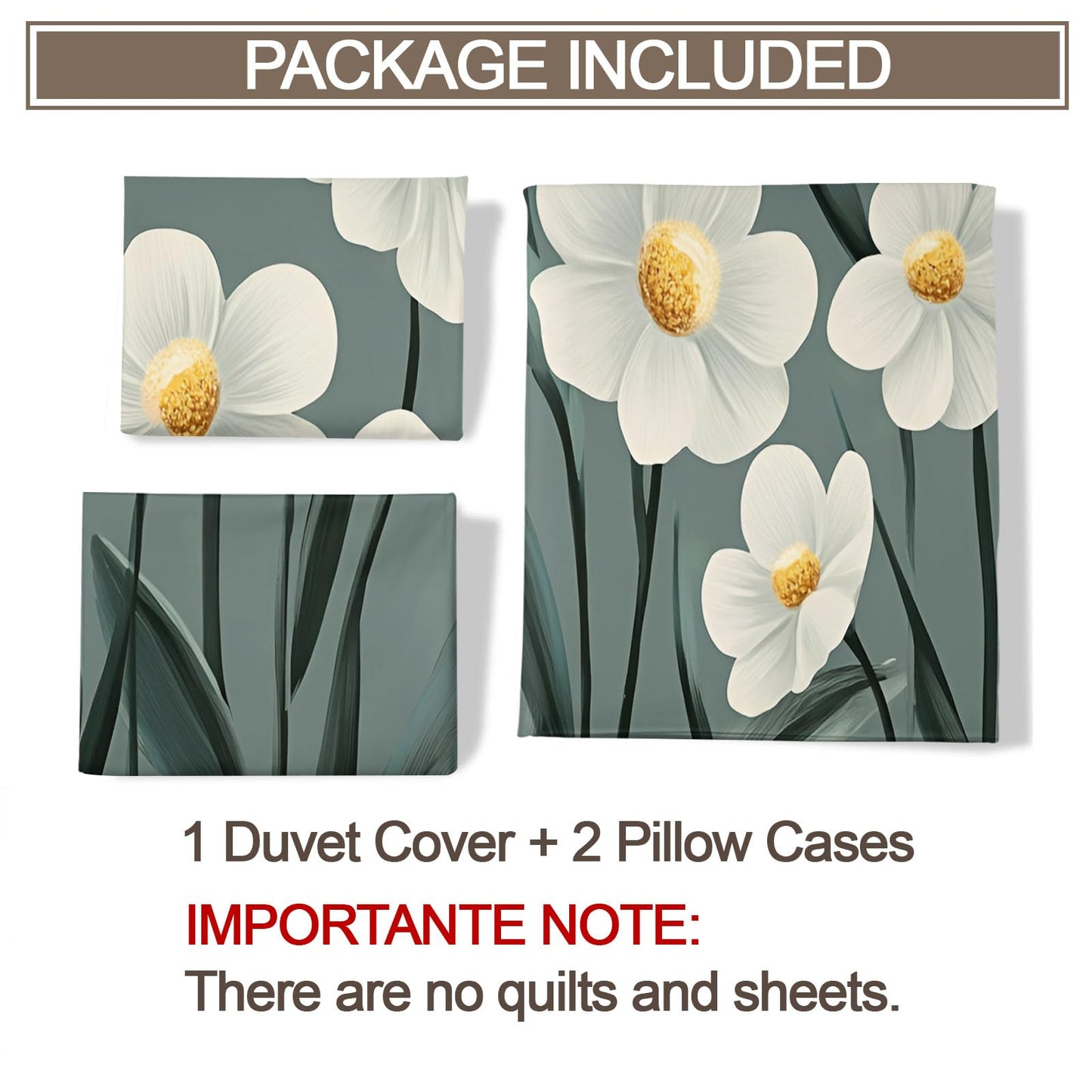 PAISUOQ Floral Duvet Cover Full Size, Abstract Flowers Bedding, 3 Piece, Soft Microfiber Patterned Comforter Cover with Zipper Ties & 2 Pillowcase, Daisy Florals Bedroom Decor & Gifts
