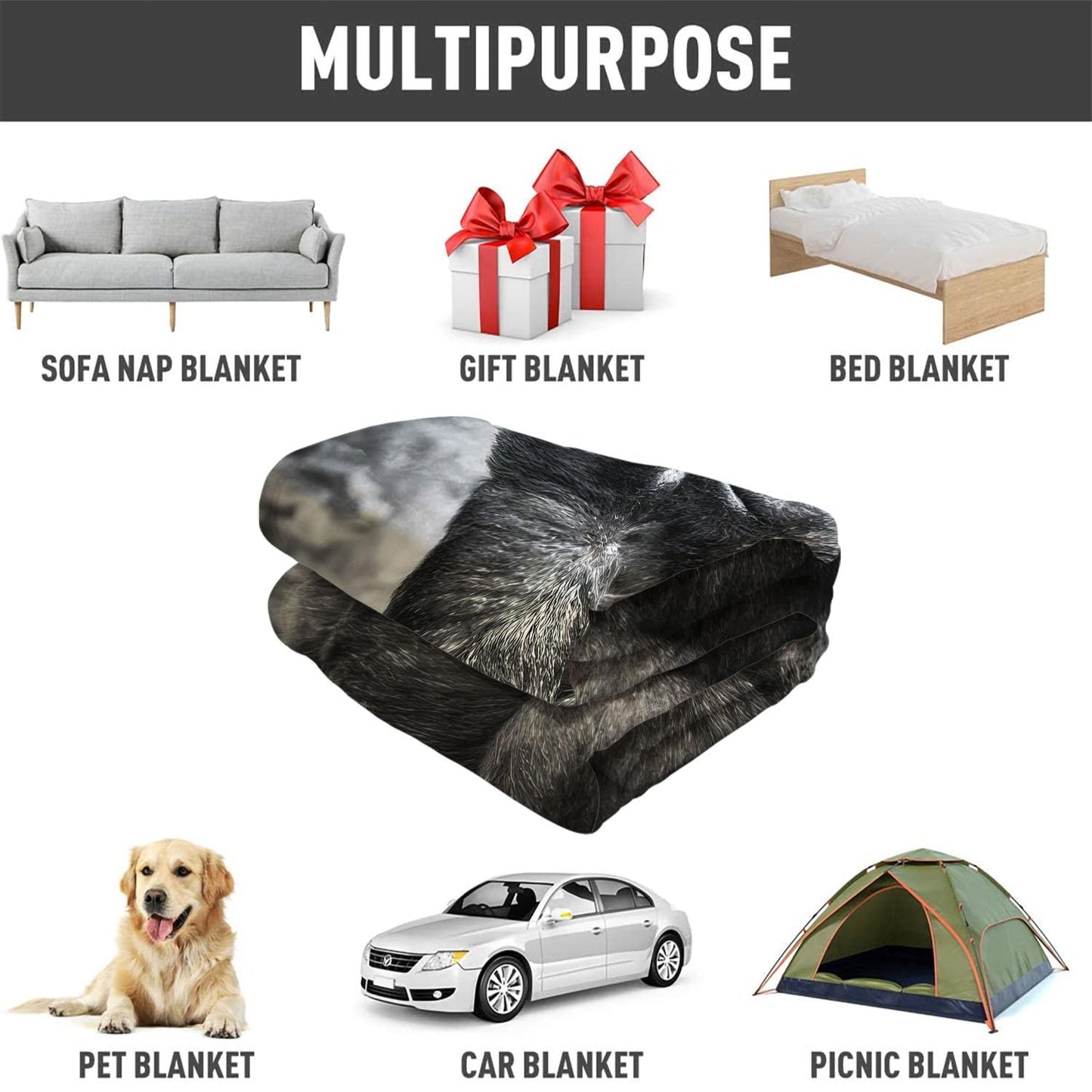 Rstick Gorilla Blanket Funny Animal Orangutan Fleece Blanket Soft Fuzzy Plush Throw Blankets for Couch Bed 60"x80"