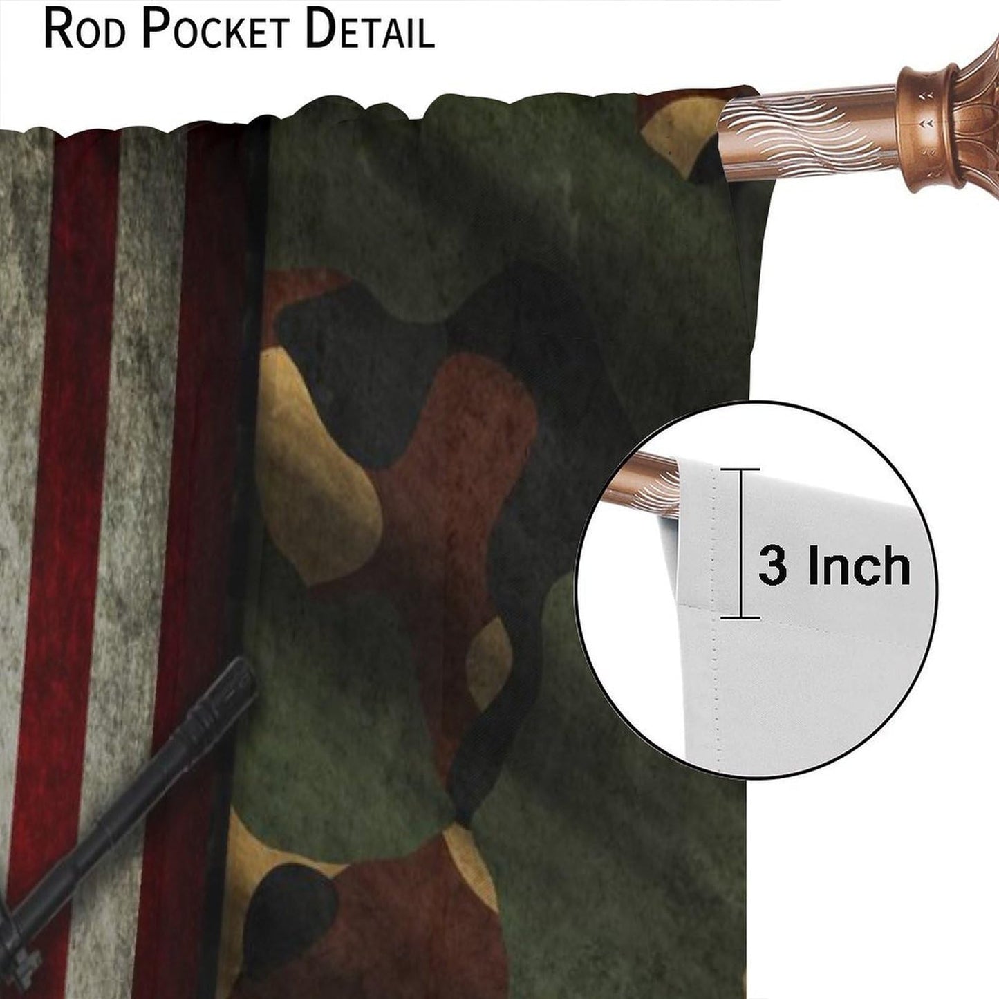 American Flag Blackout Curtains Retro camouflage flag for July 4th patriotic education and Independence Day Windows Treatments Rod Pocket Drapes For Kids Boys Teen Men Living Room Bedroom 42x45in