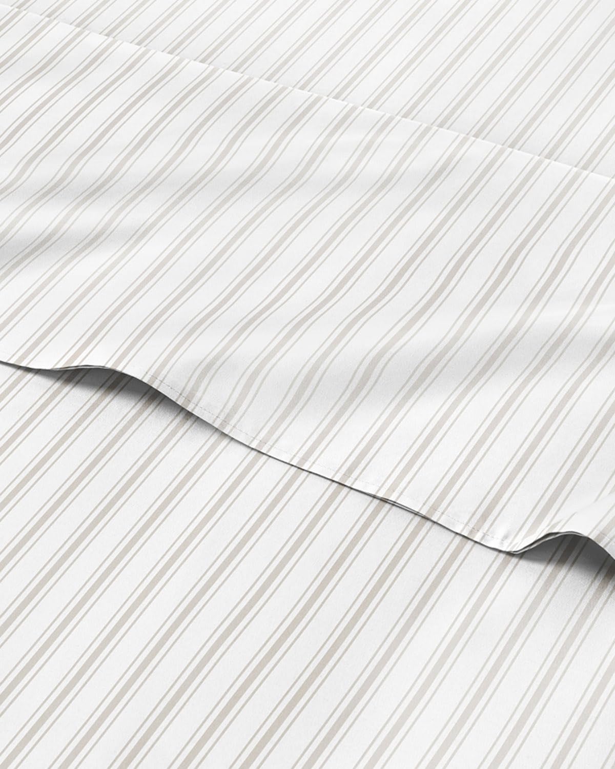 Grey Striped Sheets - 1 Flat & 1 Fitted Sheet & 2 Pillowcases w/ Deep Pockets - Comfy, Cozy, Wrinkle & Fade Resistant - Ultra Soft, Breathable and Cooling - Luxury Pinstripe Bedding - Queen Size
