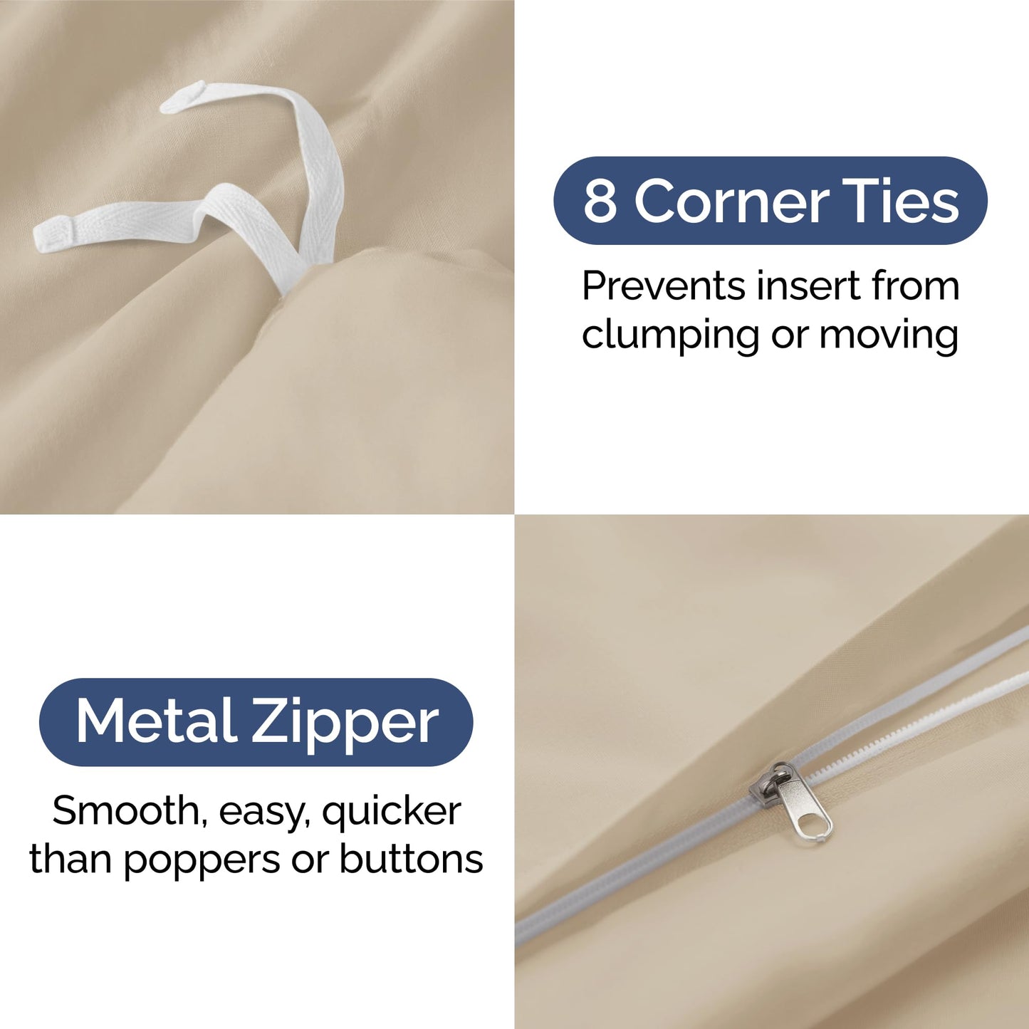 Duvet Cover Queen Size Set - Extra Soft Queen Duvet Cover 90" x 90" with 2 Pillow Shams - Hotel Luxury, Easy Care and Fade Free w/Zipper Closures & Ties - All Season, Comfy, Cozy & Breathable (Wheat)