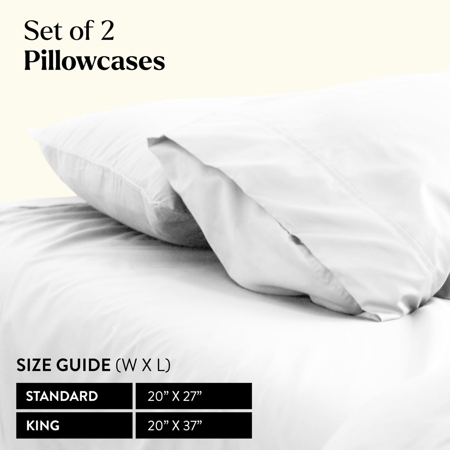 Miracle Made Luxe Soft Cooling Pillowcase, 2-Piece Silver-Infused Cotton Fabric, Cool and Breathable Case for Sensitive Skin, Standard Size Covers, White