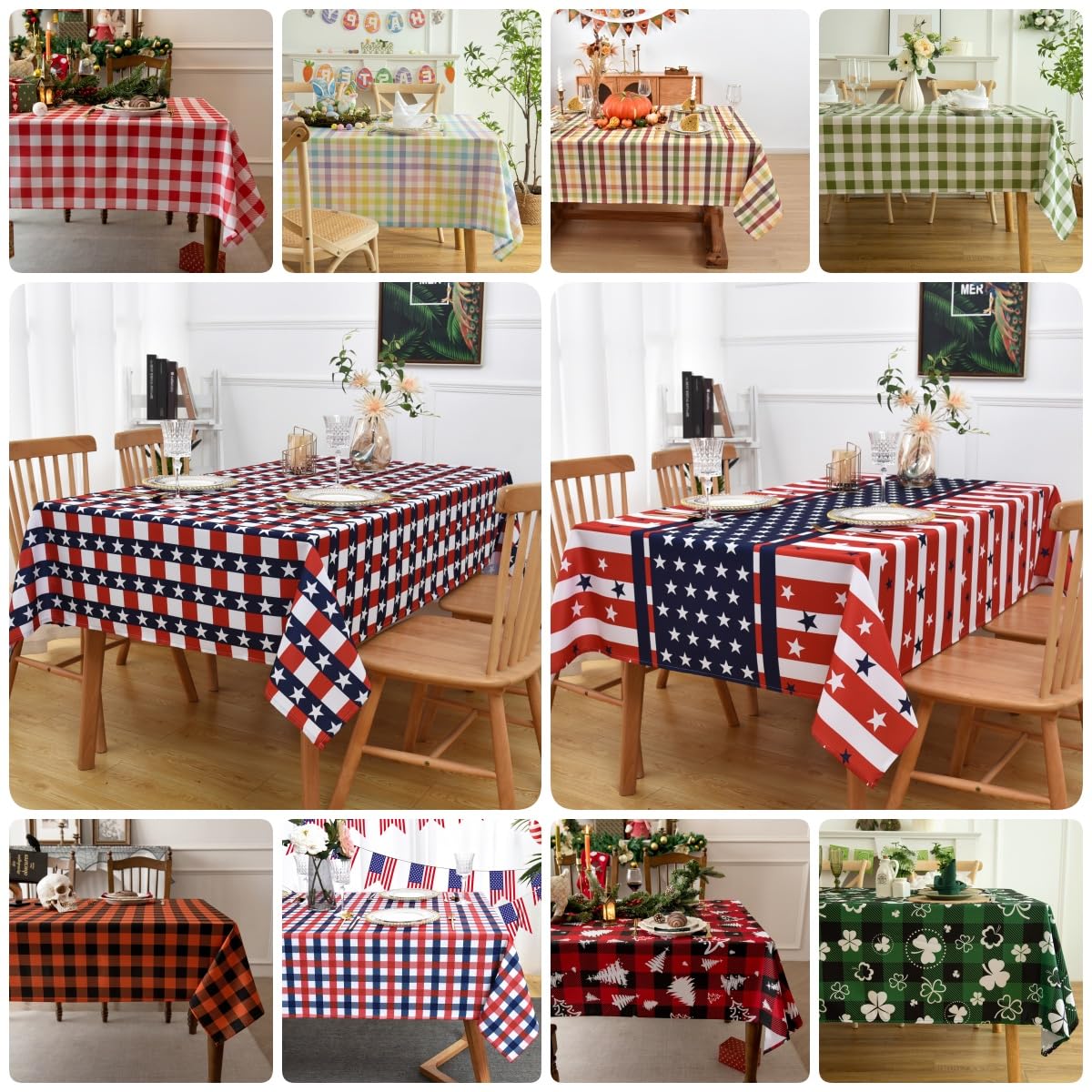 Essifunia Gingham Plaid Tablecloth - Rectangular 58x102 Inch Water Resistant Thanksgiving Table Cloth for Indoor/Outdoor Use - Seasonal Fall Harvest Table Cover for Halloween, Picnics, and Parties