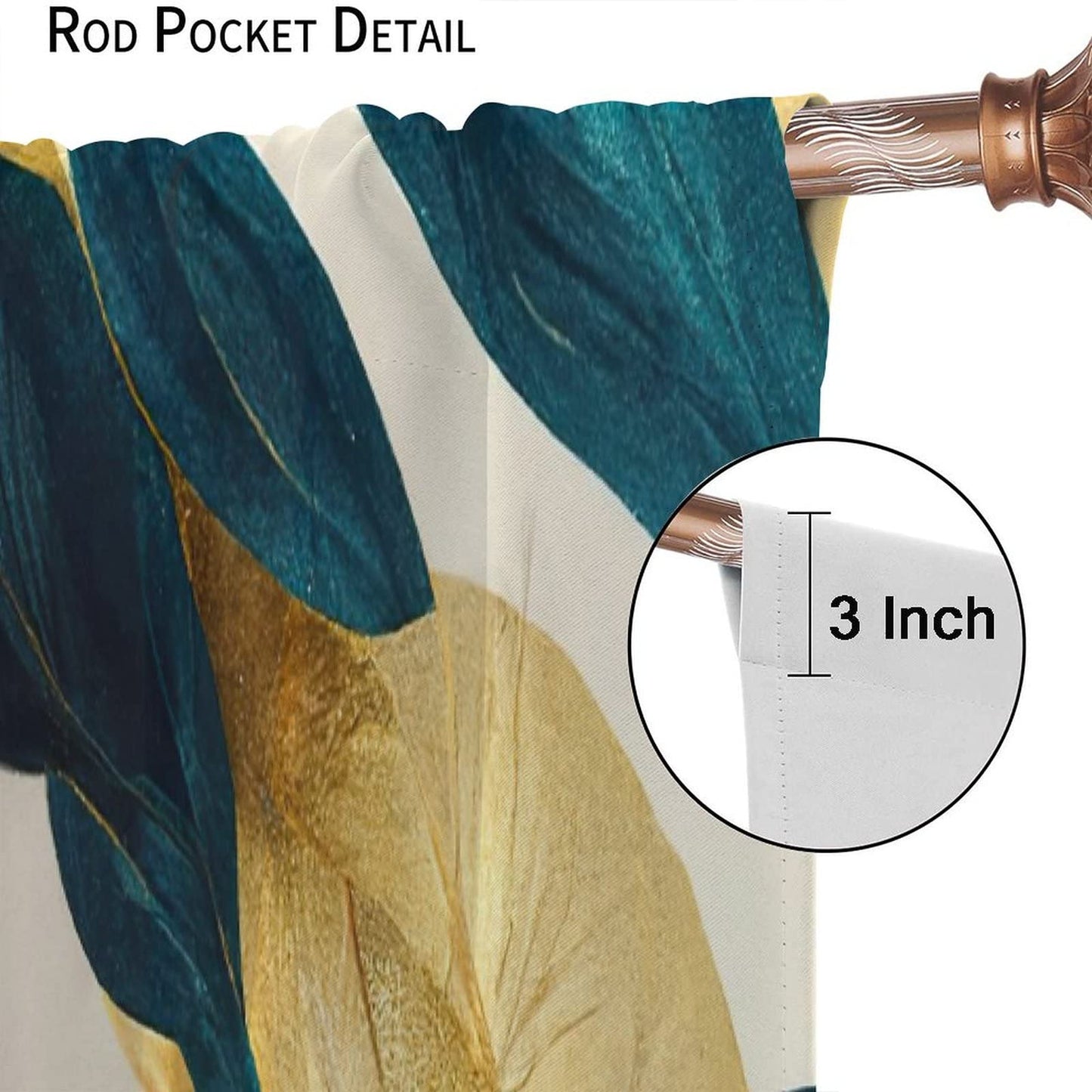 JESTRONRY Abstract Floral Curtains,Elegant Green Gold Summer Plant Printed Patterns Rod Pocket Window Drapes for Living Room Bedroom Bathroom Decor W42xL45in