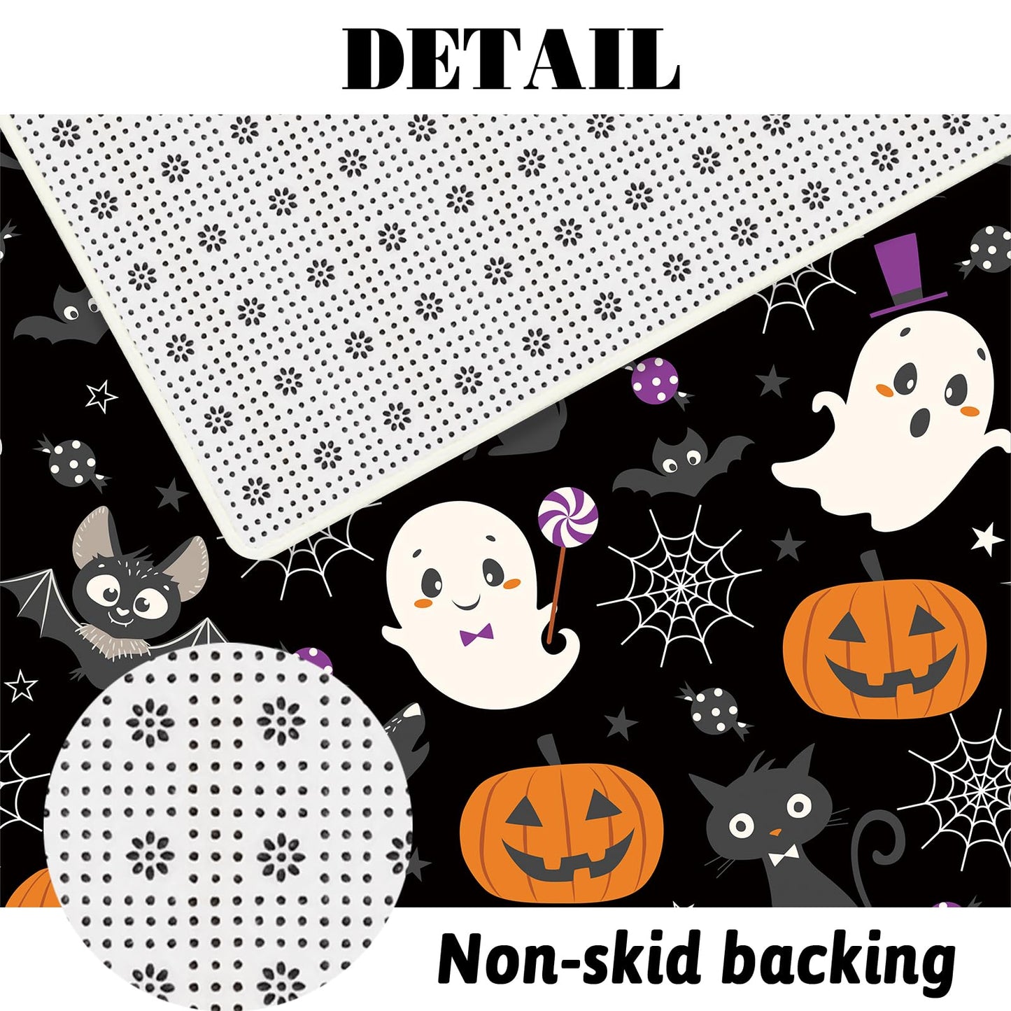 MEHOFOND 4pcs Halloween Boo Shower Curtain Set,Halloween Spooky Shower Curtain Sets,All Hallows' Eve Skull Bat Spider Bathroom Decor for Kids with Non-Slip Rugs Toilet Lid Cover and Bath Mat 72x72 in