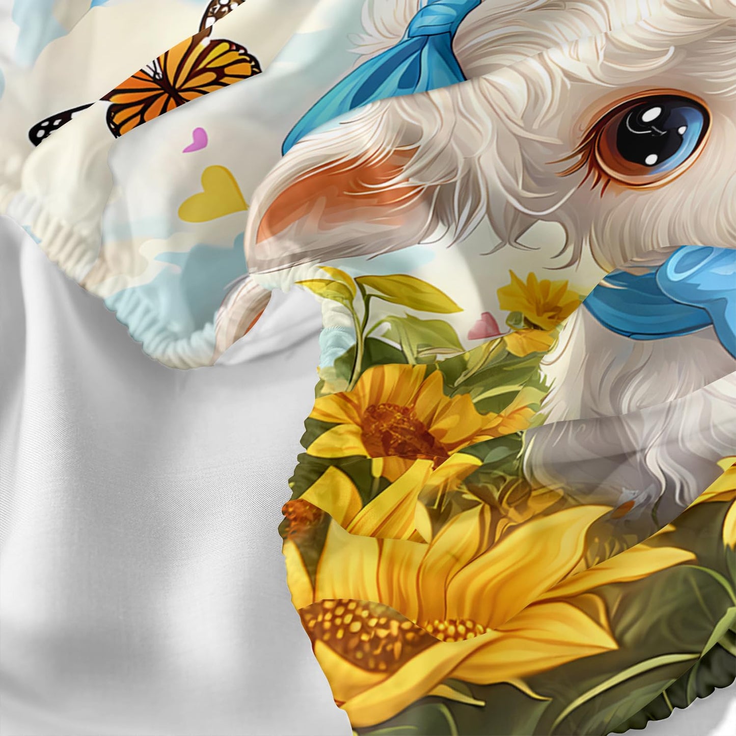 HOSIMA Highland Cow Fitted Sheet Full for Kids,Cute Cows in Sunflowers Field,Butterfly Pattern Animal Themed Kawaii Bedding for Boys Girls Room Decor,1 Fitted Sheet+2 Pillowcases.