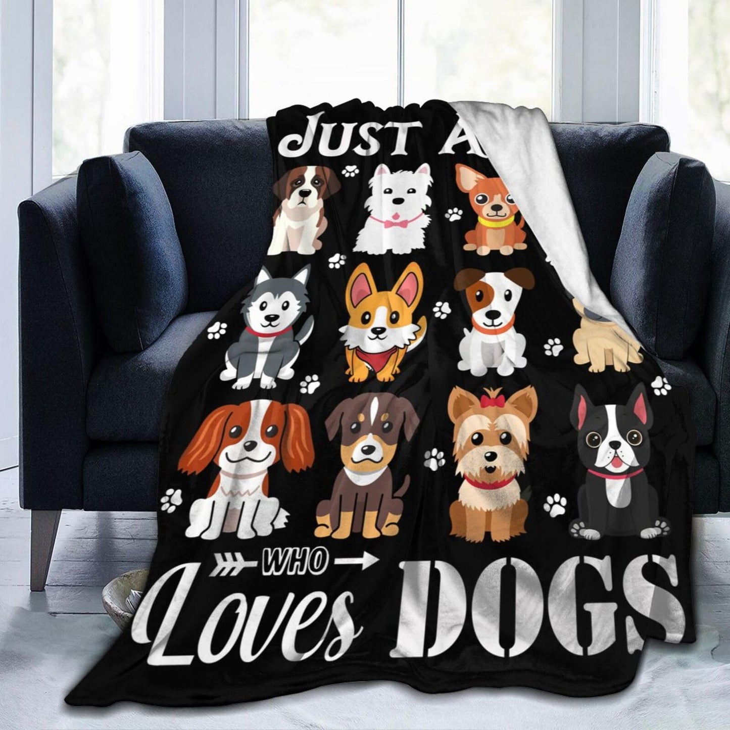 Dog Blanket Puppy Plush Gifts Just A Girl Who Loves Dog Blankets Ultra Soft Cozy Flannel Throw Blankets Bedding for Kids Girls Adults Women Gifts 50"x40"