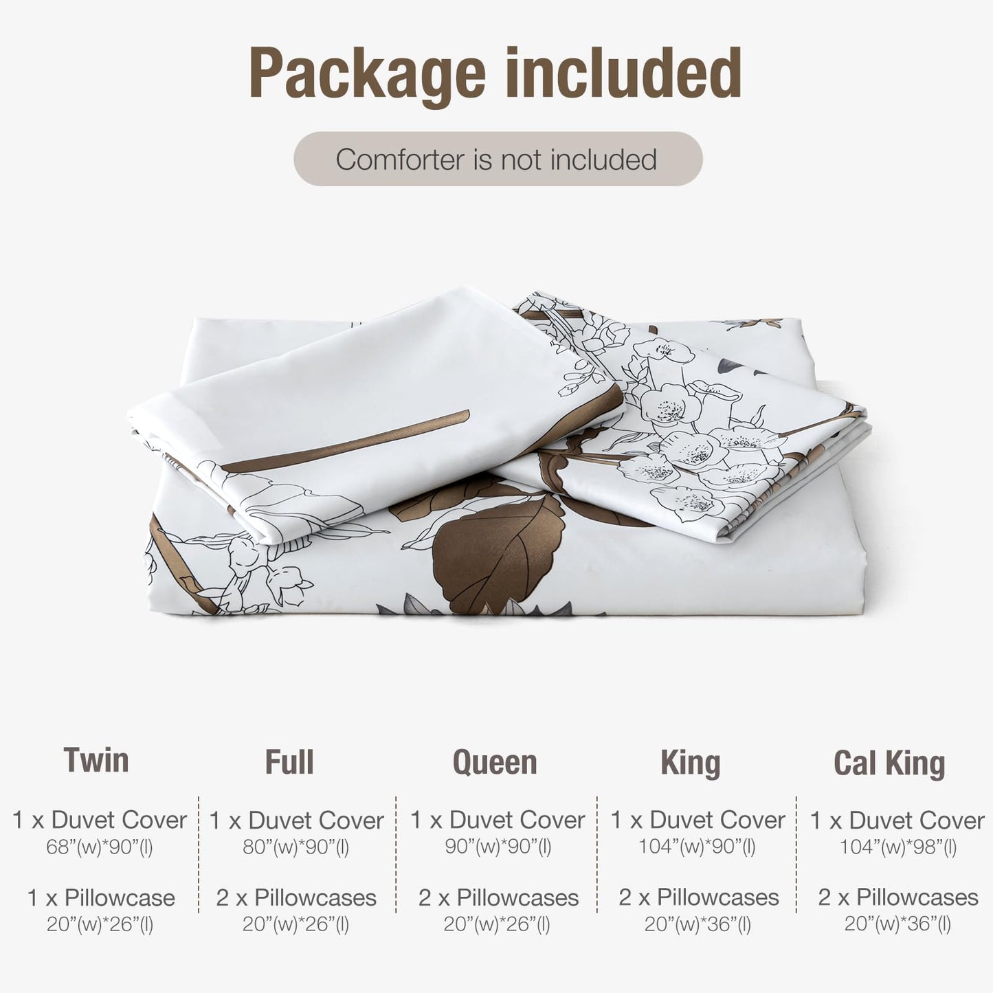 Lekesky Duvet Cover King Size, Reversible Dahlia Floral Duvet Cover Set, Soft Microfiber Off White Bedding Duvet Cover Sets with Zipper Closure (1 Duvet Cover 104"x90", 2 Pillowcases 20"x36")