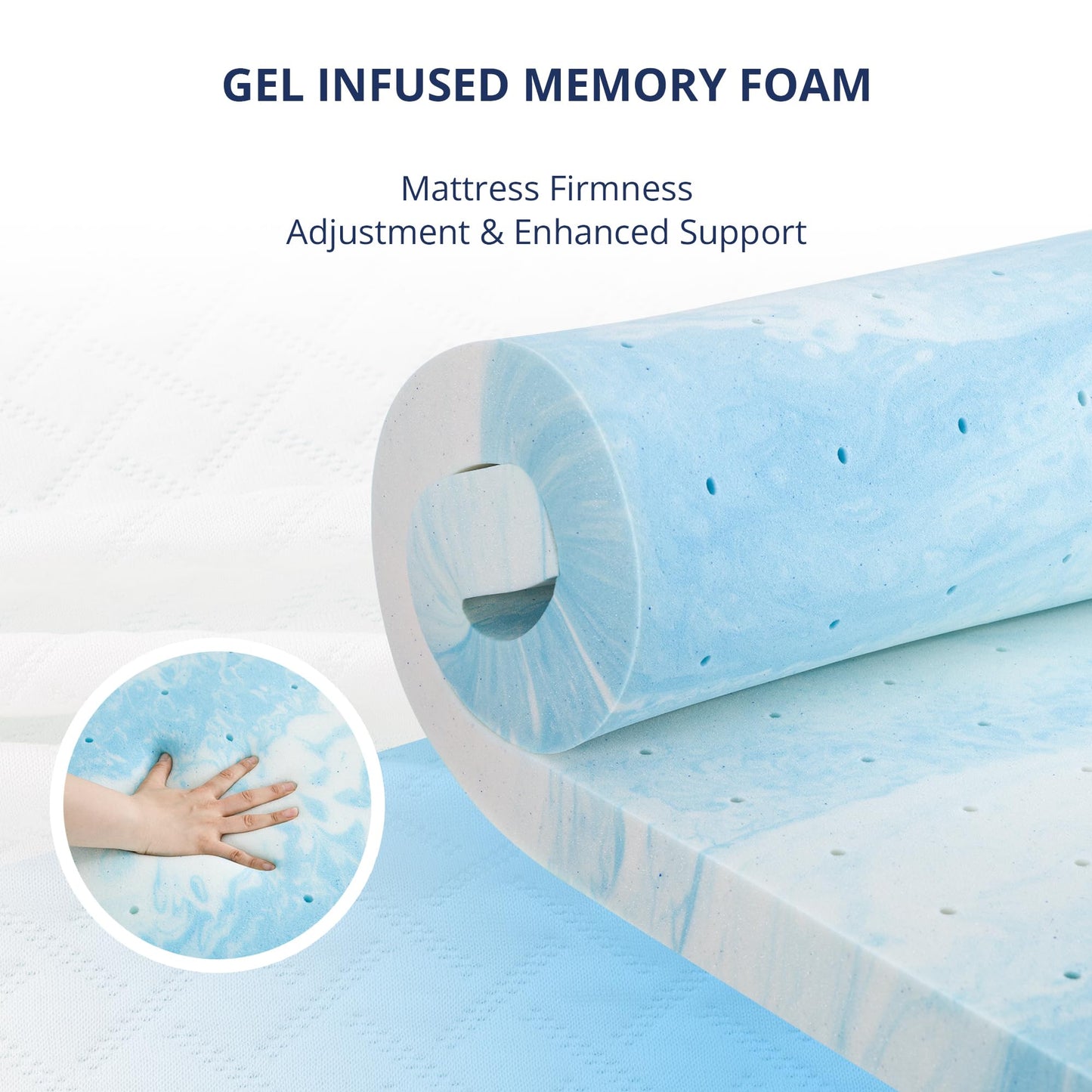 3 Inch Gel Memory Foam Mattress Topper Queen Size, Cooling Bed Topper for Pressure Relief with Removable Breathable Soft Cover, CertiPUR-US Certified