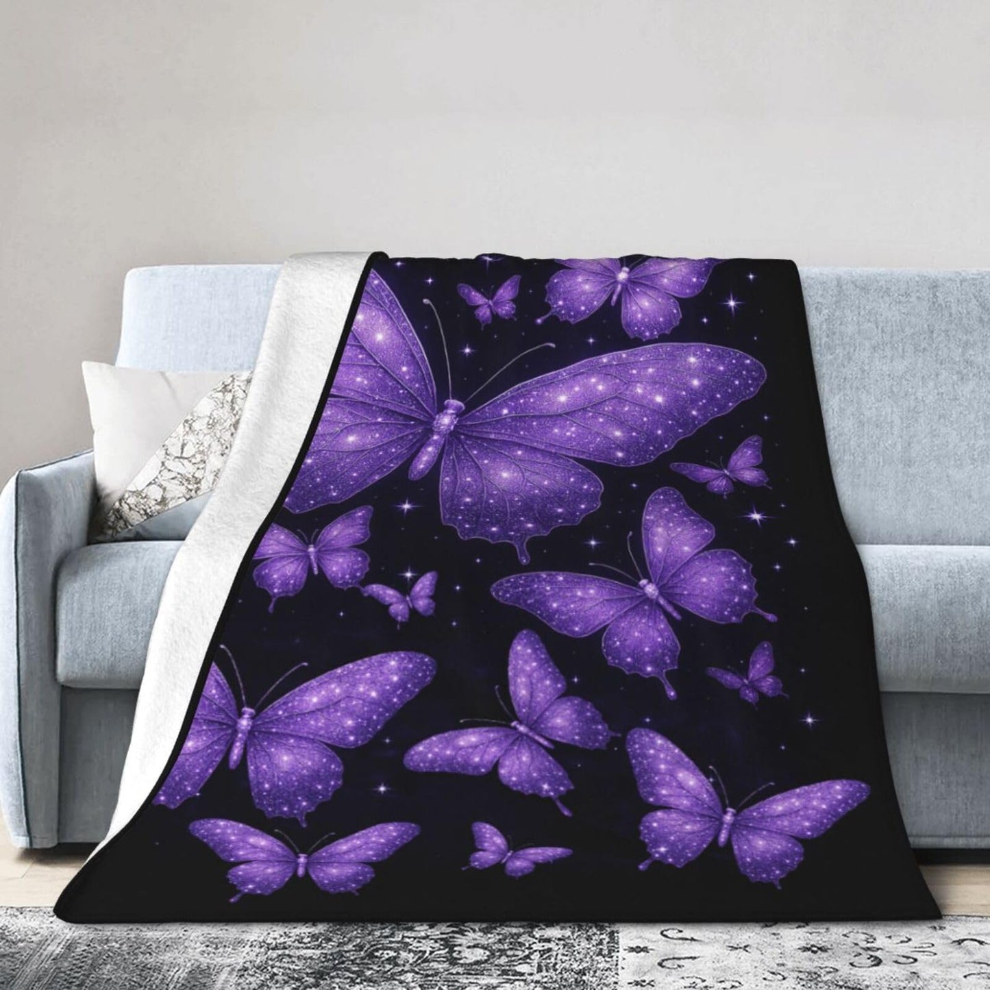 Butterfly Blanket for Women Beautiful Purple Butterflies Fleece Blanket Soft Cozy Fuzzy Plush Warm Stuff Animal Bedding Blankets Gifts for Girls Boys Kids Adult Men 40"X50"
