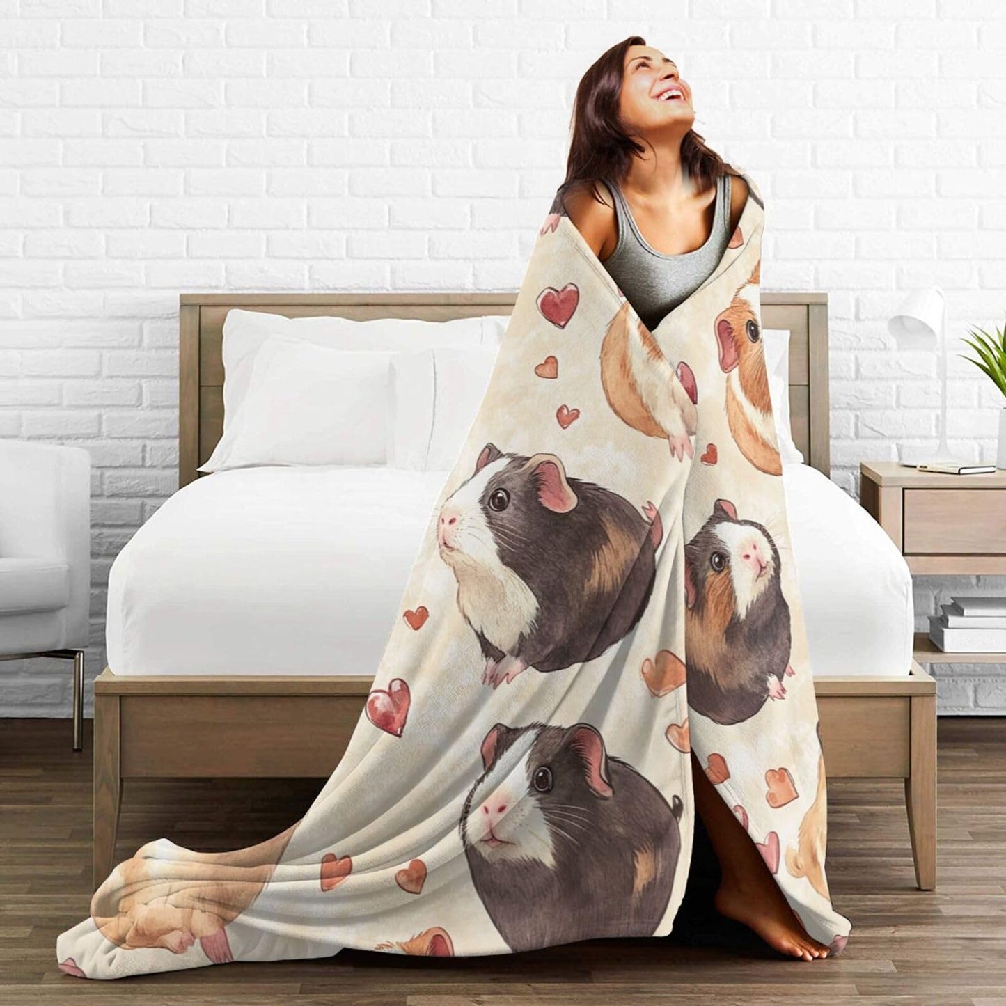 Cute Guinea Pig Throw Blanket Guinea Pig Pets Flannel Blankets Fuzzy Plush Super Soft Cozy Warm Decor Gifts for Boys Girls Kids Adults Men Women 40" x 50"