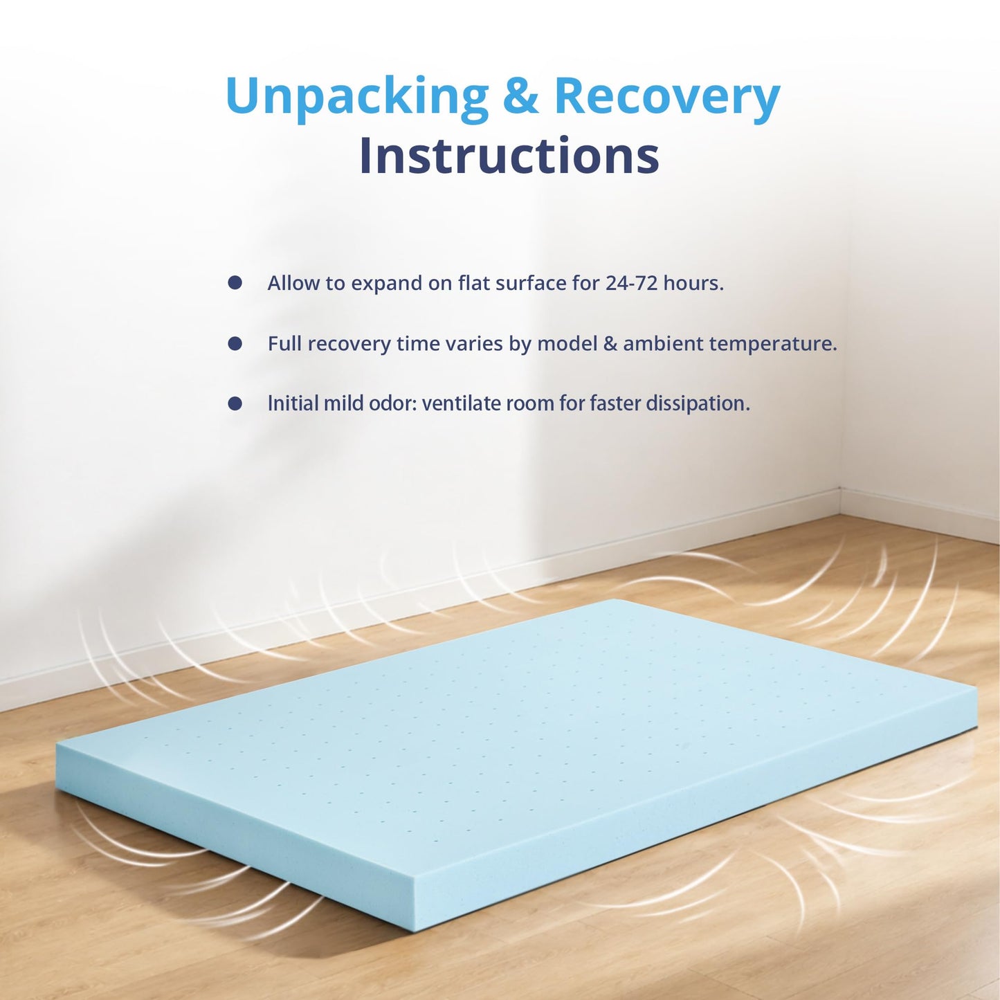 EGOHOME 2 Inch Twin Memory Foam Mattress Topper, Cooling Gel Infused & Pressure Relieving Pad in a Box, Dorm Room Essentials, CertiPUR Certified, Blue