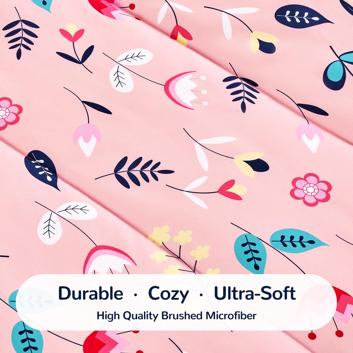 SLEEP ZONE Kids Twin Bedding Comforter Set - Super Cute & Soft Kids Bedding 5 Pieces Set with Comforter, Sheet, Pillowcase & Sham (Pink Flower)