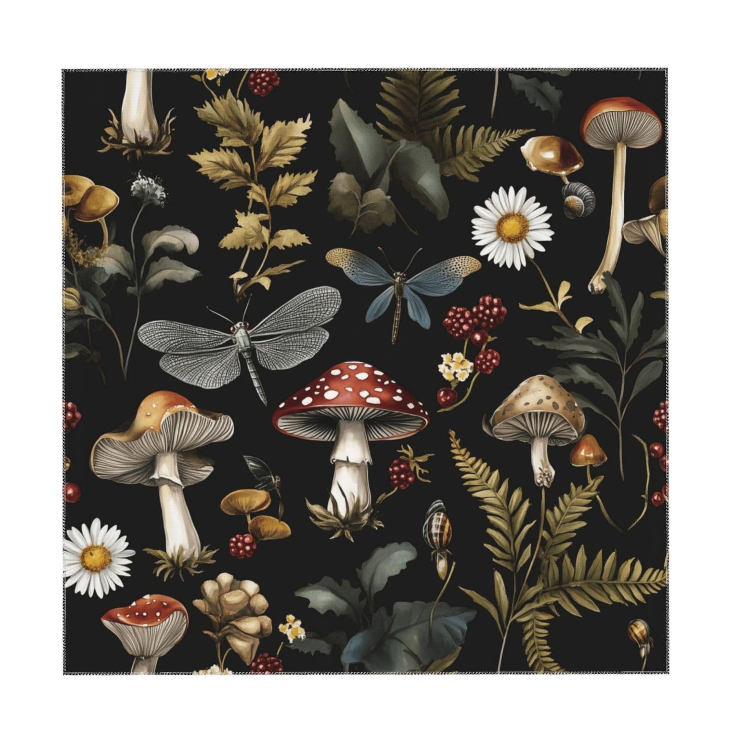 Entemne Square Table Cloth 55x55 Inch Forest Mushroom Weed Floral Tablecloth Washable Soft Wrinkle Free Dust Proof Card Table Cover for Tea Party Picnic Kitchen Dining Decor