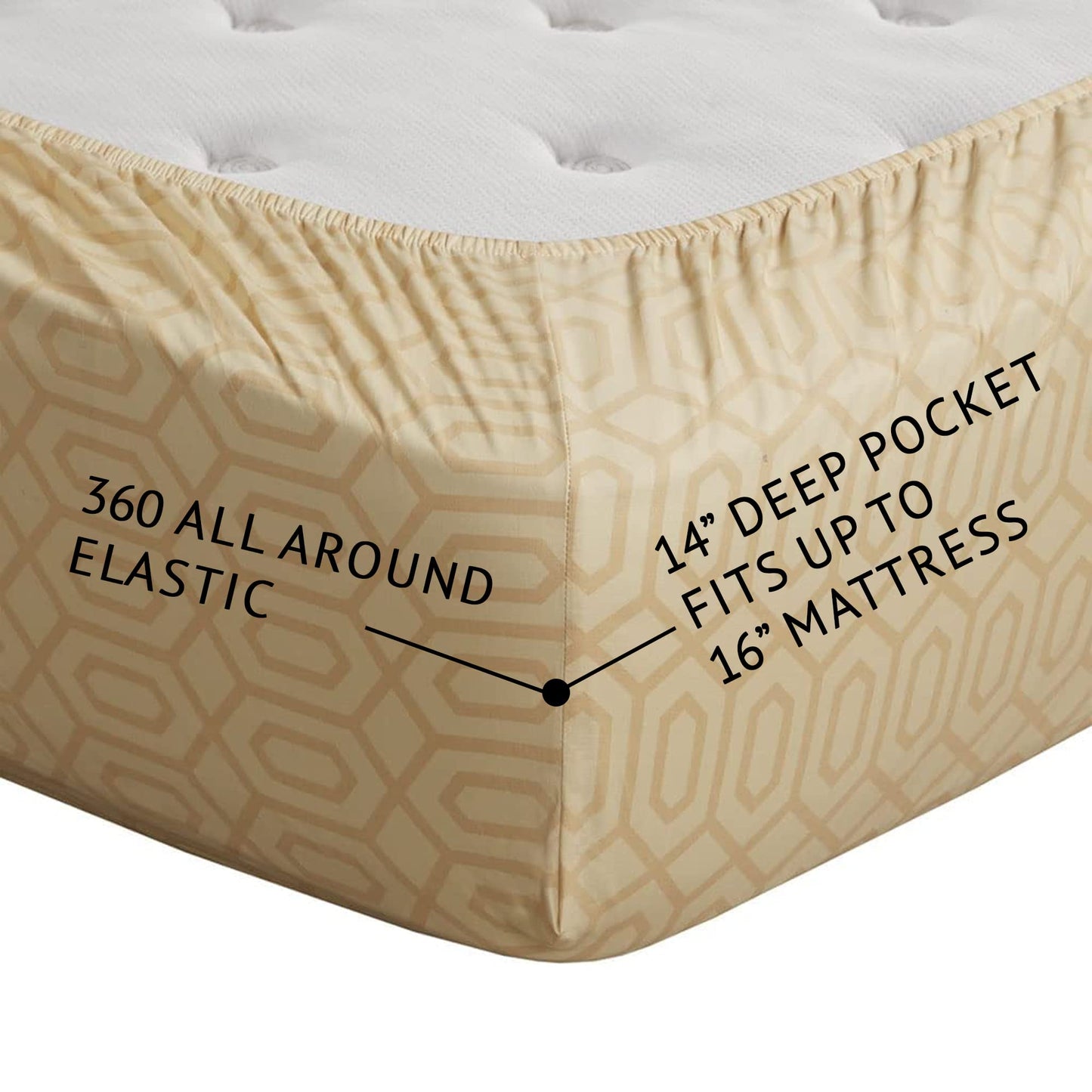 Comfort Spaces 100% Cotton Sheet Set Breathable, Lightweight, Soft with 14" Elastic Pocket Fits up to 16" Mattress, All Season Cozy Bedding, Matching Pillow Case, King Diamond Tan 4 Piece