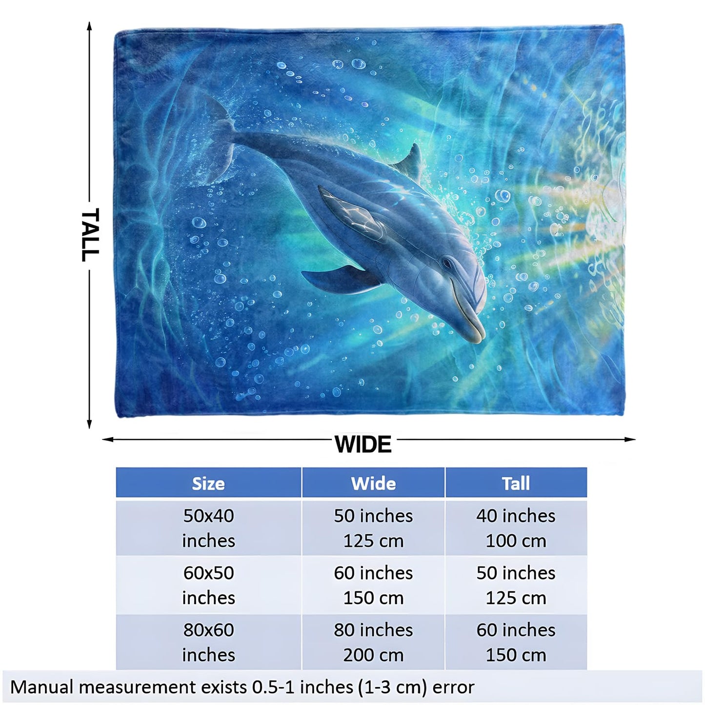 Dolphin Ocean Throw Blanket for Girls Boys Kids Adults, 50x60 in, Cozy Flannel Blanket for Bedroom, Camping, Couch, Room Decor, Fuzzy Warm Soft Gifts