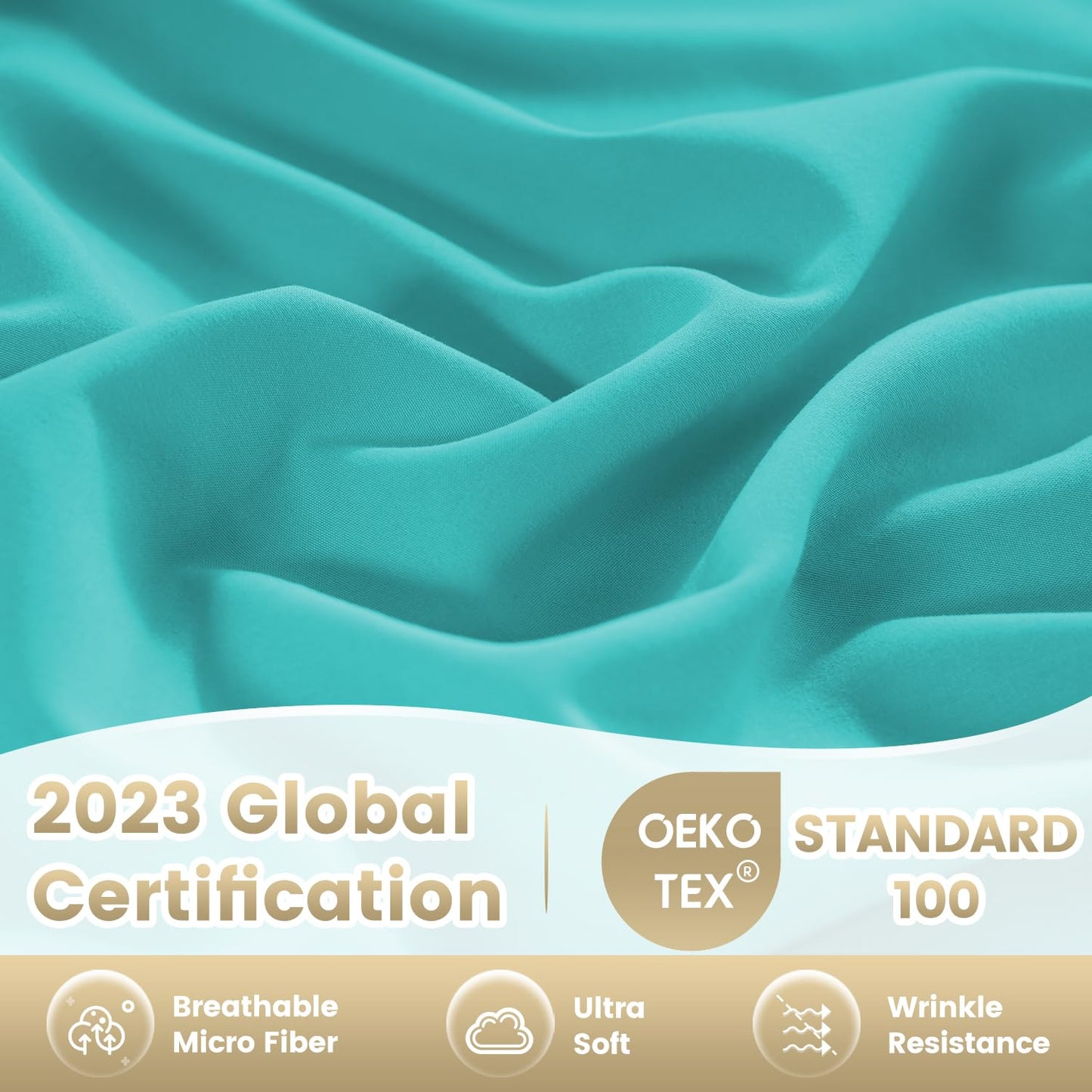 CozySmile Breathable Cooling Full Sheet Set - Hotel Luxury 4 Piece Deep Pocket Sheets for Full Size Bed, Fits 16" Mattress, Easy Care Wrinkle Free Bedding Sheet and Pillowcase Set, Turquoise