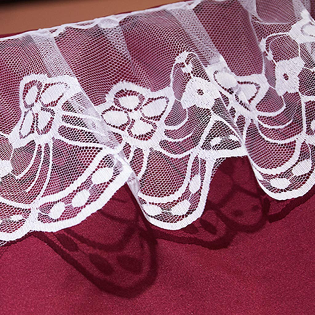 SCMTY Princess 4 Corner Post Bed Canopy & Cute Mosquito Net for Girls Bed Adult Bedroom Kids Rooms ; Curtain Net for Twin/Full/Queen/King Size Bed (Solid-Wine Red, Queen)