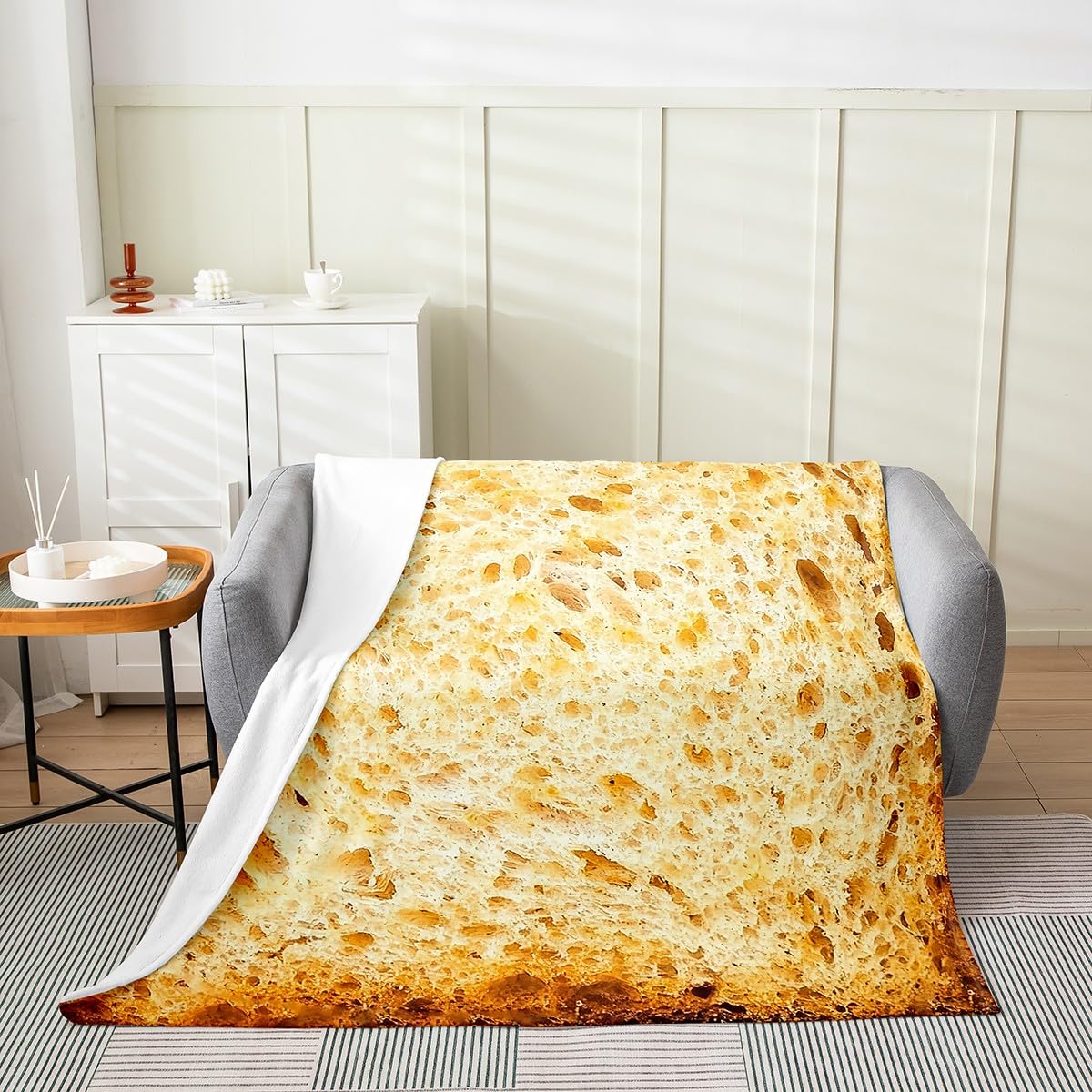 Erosebridal Burrito Wrap Blanket 40x50 Inch,Mexican Cake Throw Blanket for Kids,Delicious Pancake Fleece Blanket,3D Food Print Fuzzy Blanket for Bedroom