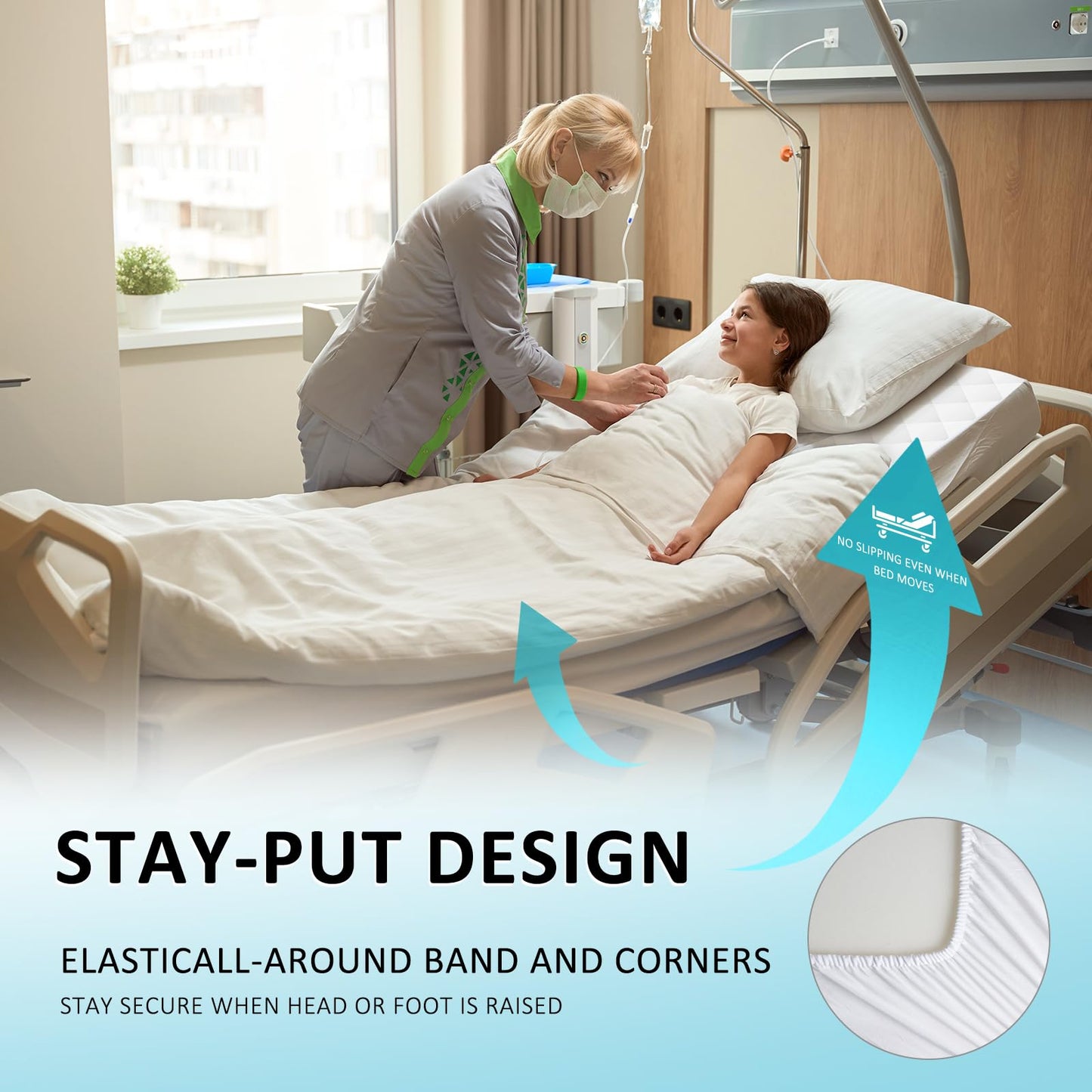 Hospital Bed Mattress Protector Cover Waterproof 36" x 80" x 14" Hospital Bed Sheets Incontinence Protection, Soft Breathable Mattress Pad for Elderly, Adults Machine Washable, White