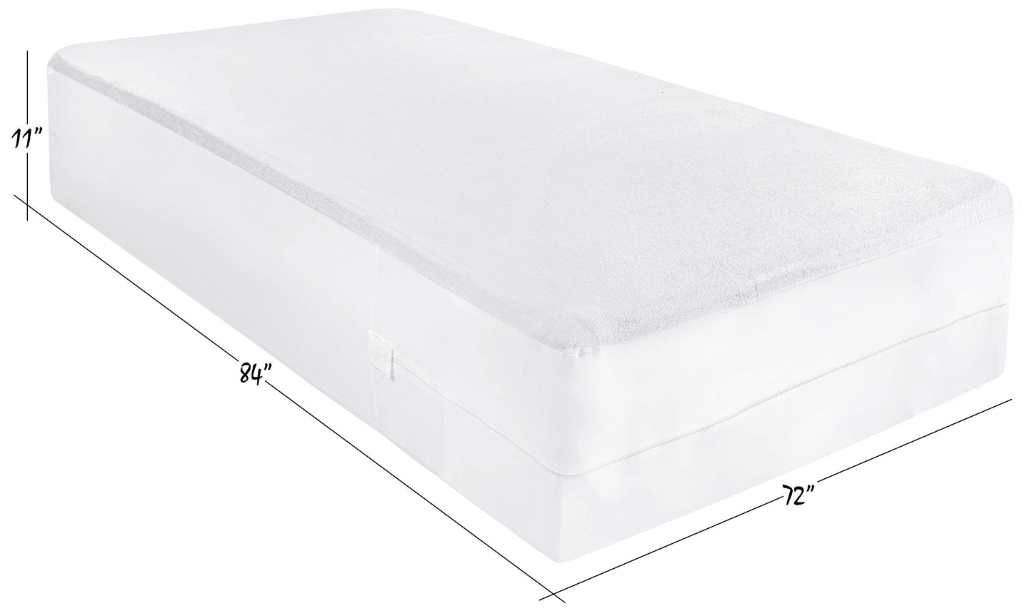 Masirs Zippered Mattress Encasement - Waterproof, Breathable, Noiseless, Machine Washable, Soft Terry Top for Comfortable Night Sleep. (Cal-King)