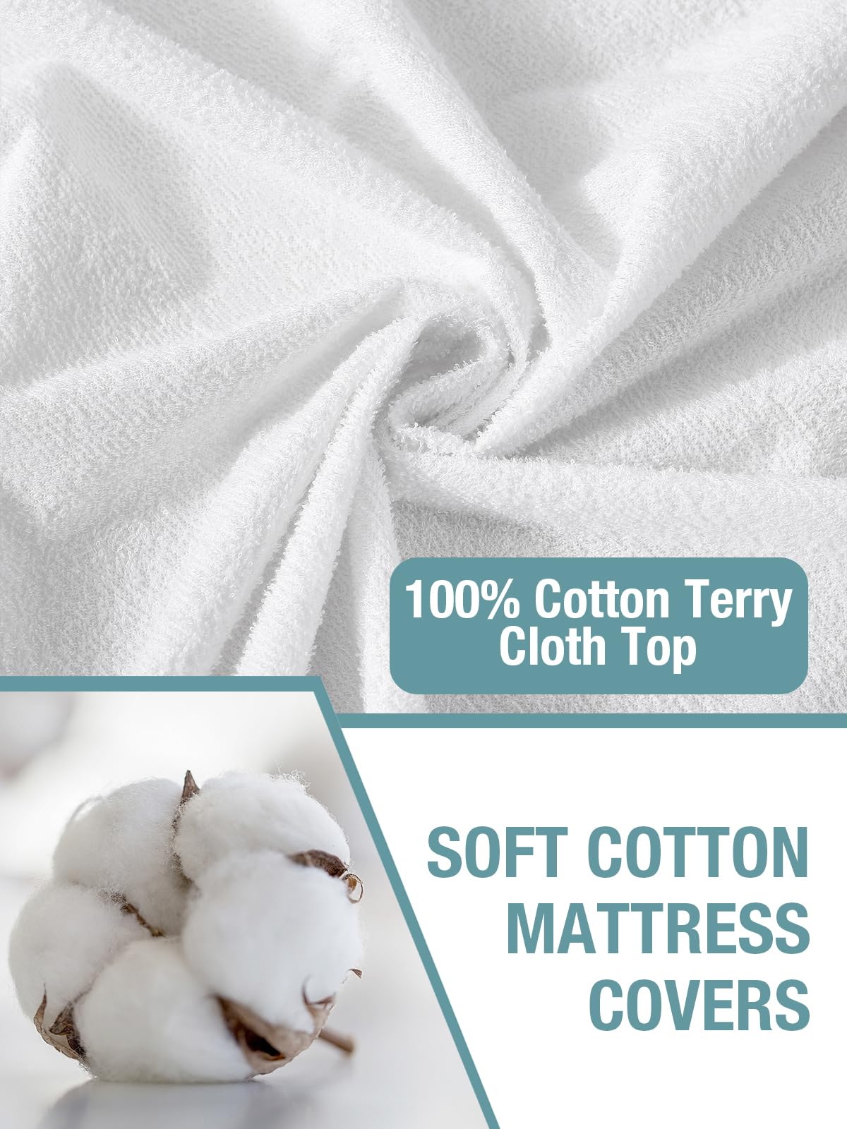 Bedecor 2 Packs Queen Mattress Protector Waterproof Protection Soft Cotton Terry Top Cover,for Babies Pregnant Women Incontinent Persons Deep Pocket to 18"