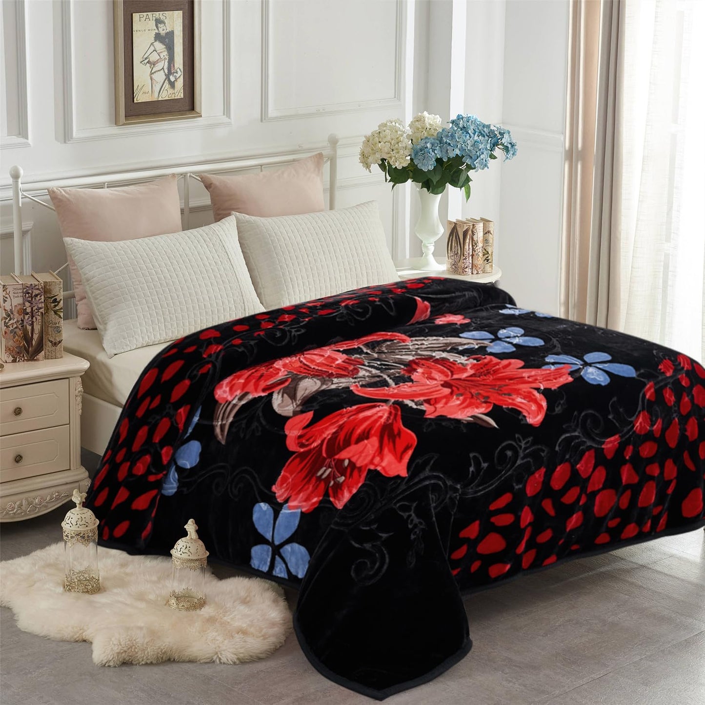Korean Mink Fleece Blanket, 5 LB - 2 Ply Reversible 520GSM Silky Soft Plush Warm Blanket for Autumn Winter