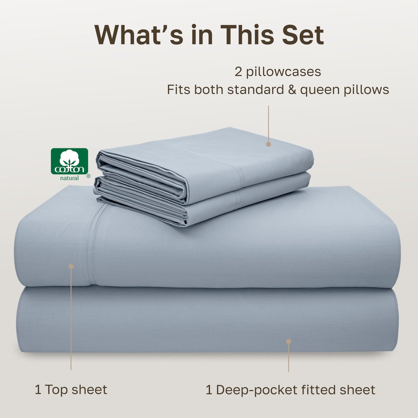 California Design Den Queen Bed Sheet Set - Luxury 600 Thread Count Sateen, 100% Cotton Sheets Queen Size Set, Deep Pockets, Soft, Crisp and Durable Bedding - Sky Blue