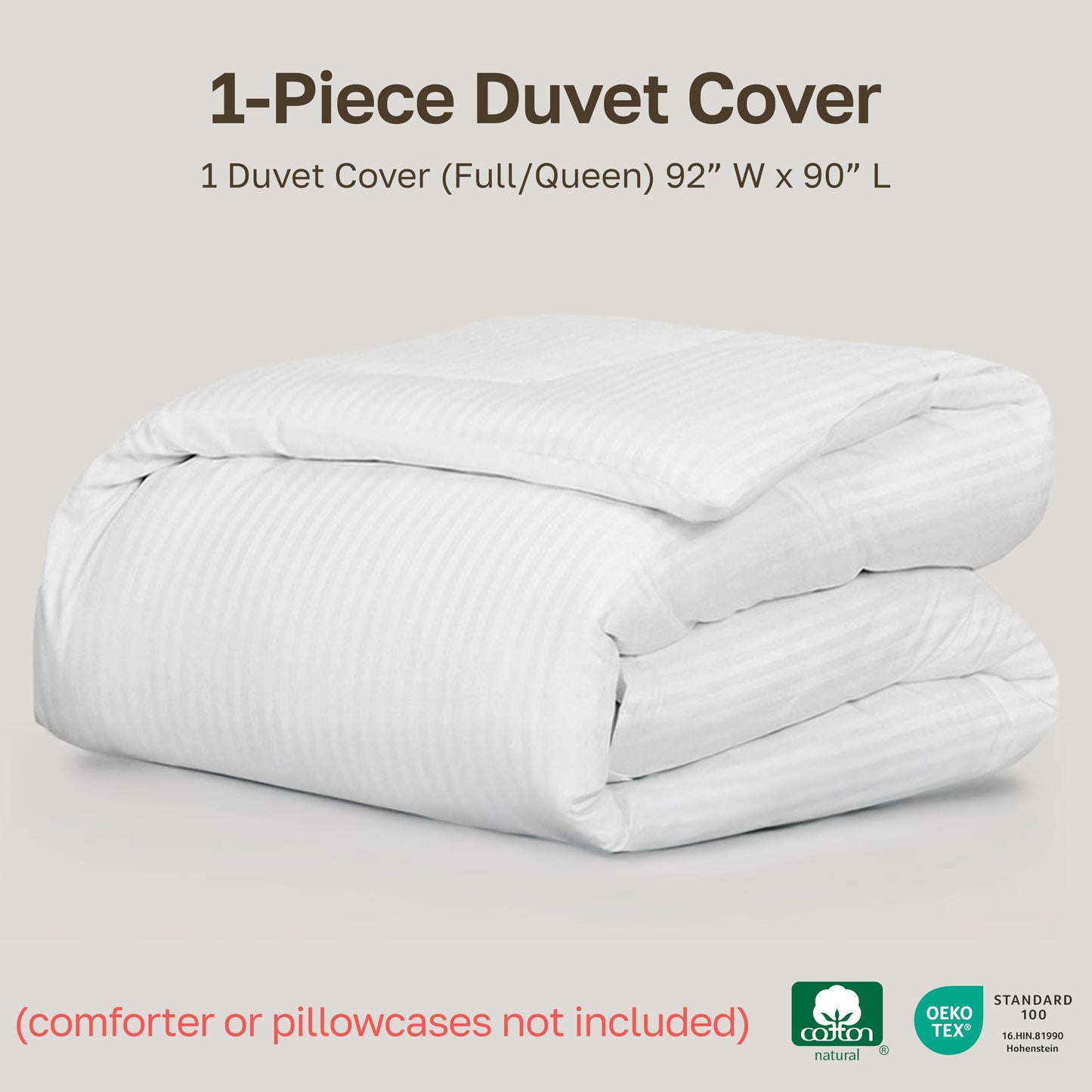 California Design Den Striped White Duvet Cover Queen/Full Only - Premium 400 Thread Count 100% Cotton Duvet Cover Queen, Sateen, Queen Comforter Cover, Button Closure and Corner Ties (Striped White)